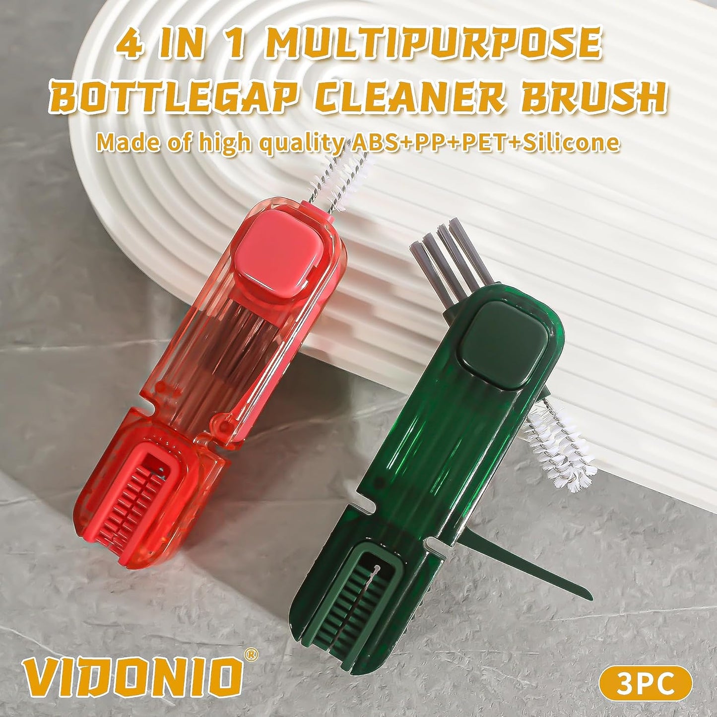 2Pcs 4 in 1 Cup Lid Gap Cleaning Brush Set,Multifunctional Crevice Cleaning Brush for Bottle,Multipurpose Bottle Cleaner with Compact Design Tiny Silicone Cup Holder Cleaner Tool,Kitchen Gadgets