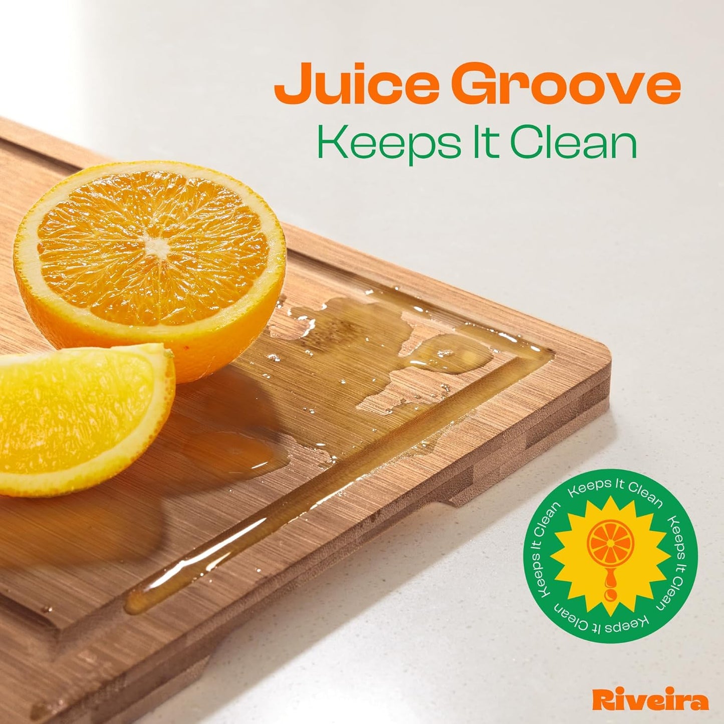 Riveira Brown Bamboo Wood Cutting Board – Gourmet Bamboo Grandeur: 36 x 24 Wooden Cutting Board – Wooden Cutting Boards For Kitchen Decorative – Innovative Juice Grooves Wooden Chopping Board