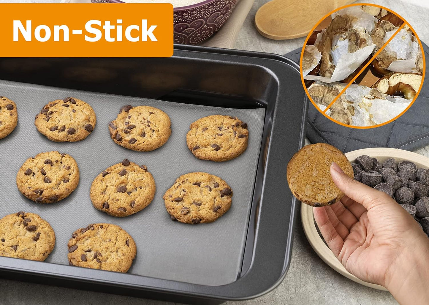 Silicone Baking Mat Roll - Best German Silicone - Non-slip Silicone Pastry Mat, Non-Stick Reusable Air Fryer Linner, Counter Mat, Oven Liner, Freeze Dryer Mat - 12IN x 8FT