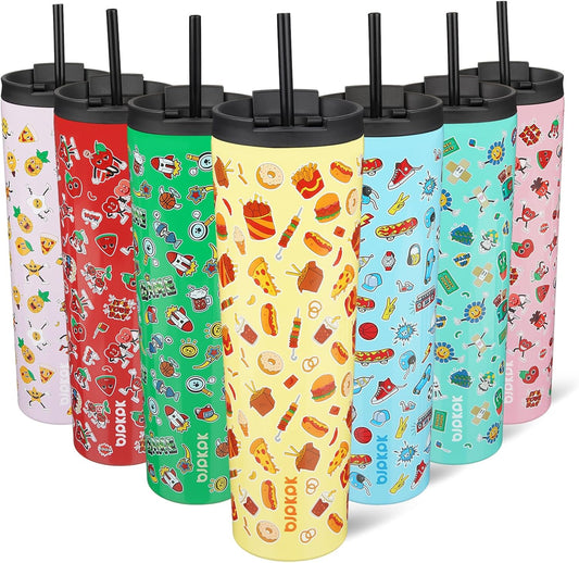 BJPKPK 34oz Skinny Tumbler With lid And Straw Stainless Steel Travel Coffee Mug Insulated Tumblers Cups,Yummy