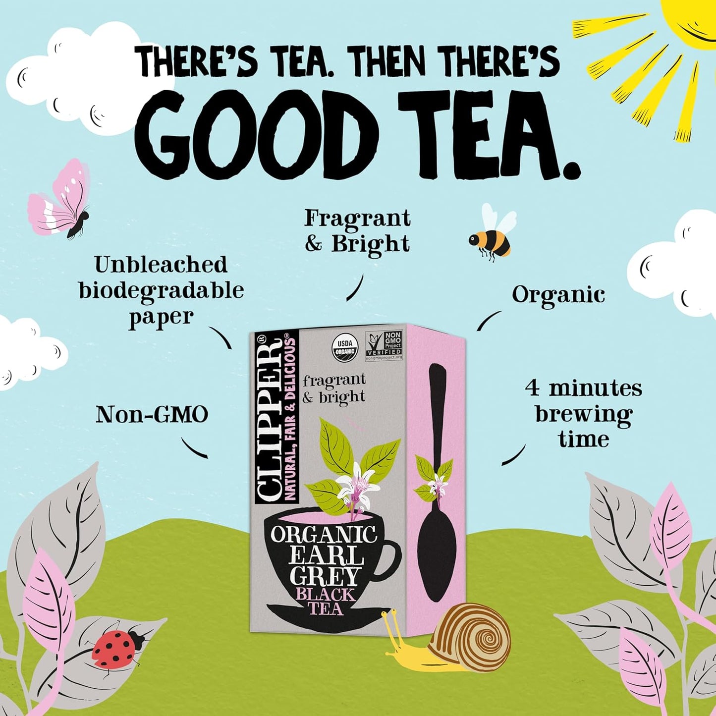 Clipper Tea Organic Earl Grey - USDA Organic, Non-GMO, Fair Trade, Sustainable Caffeinated Tea, 1 Pack, 20 Unbleached Tea Bags