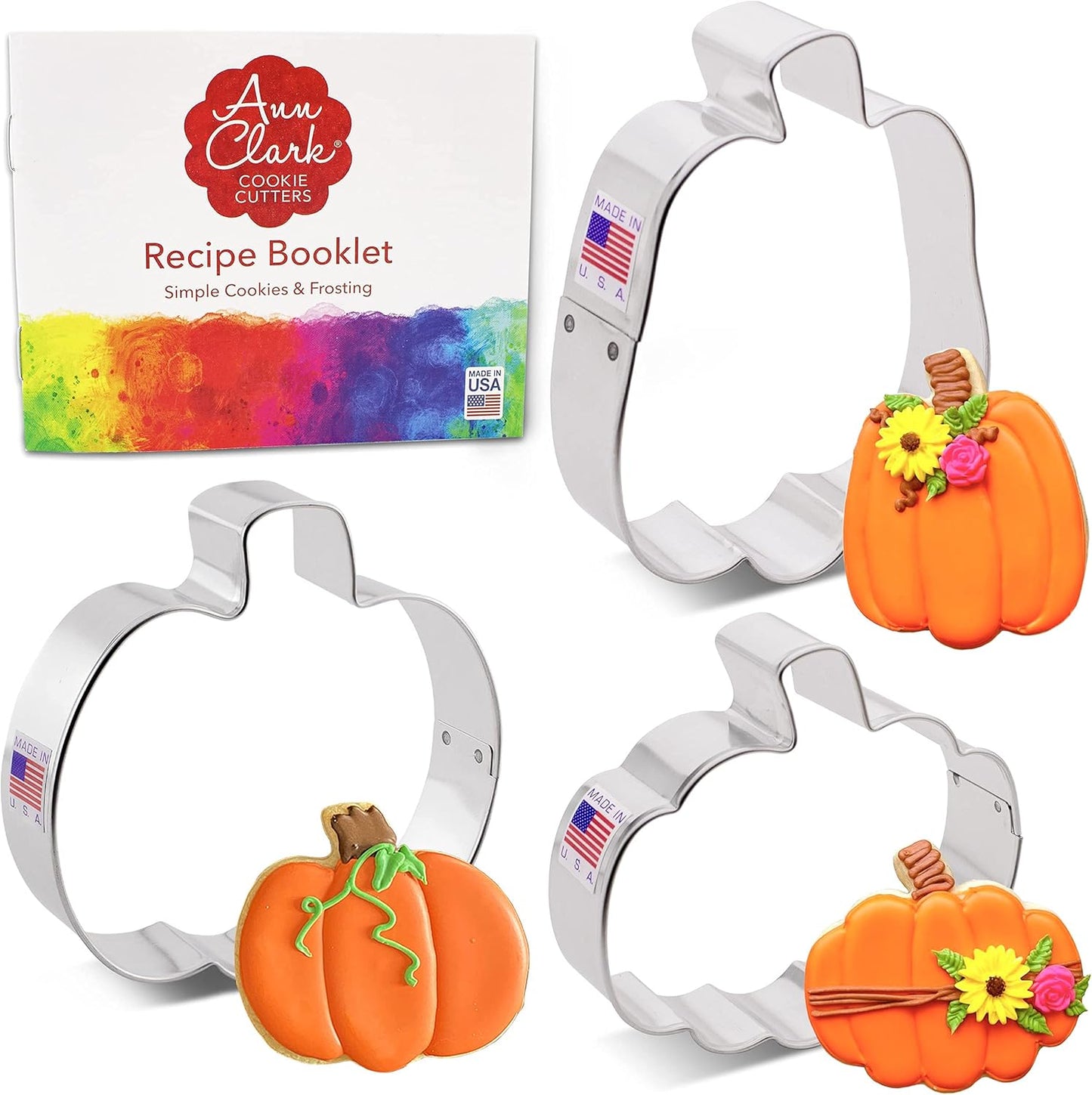Halloween & Thanksgiving Pumpkin Patch Cookie Cutters 3-Pc. Set Made in USA by Ann Clark