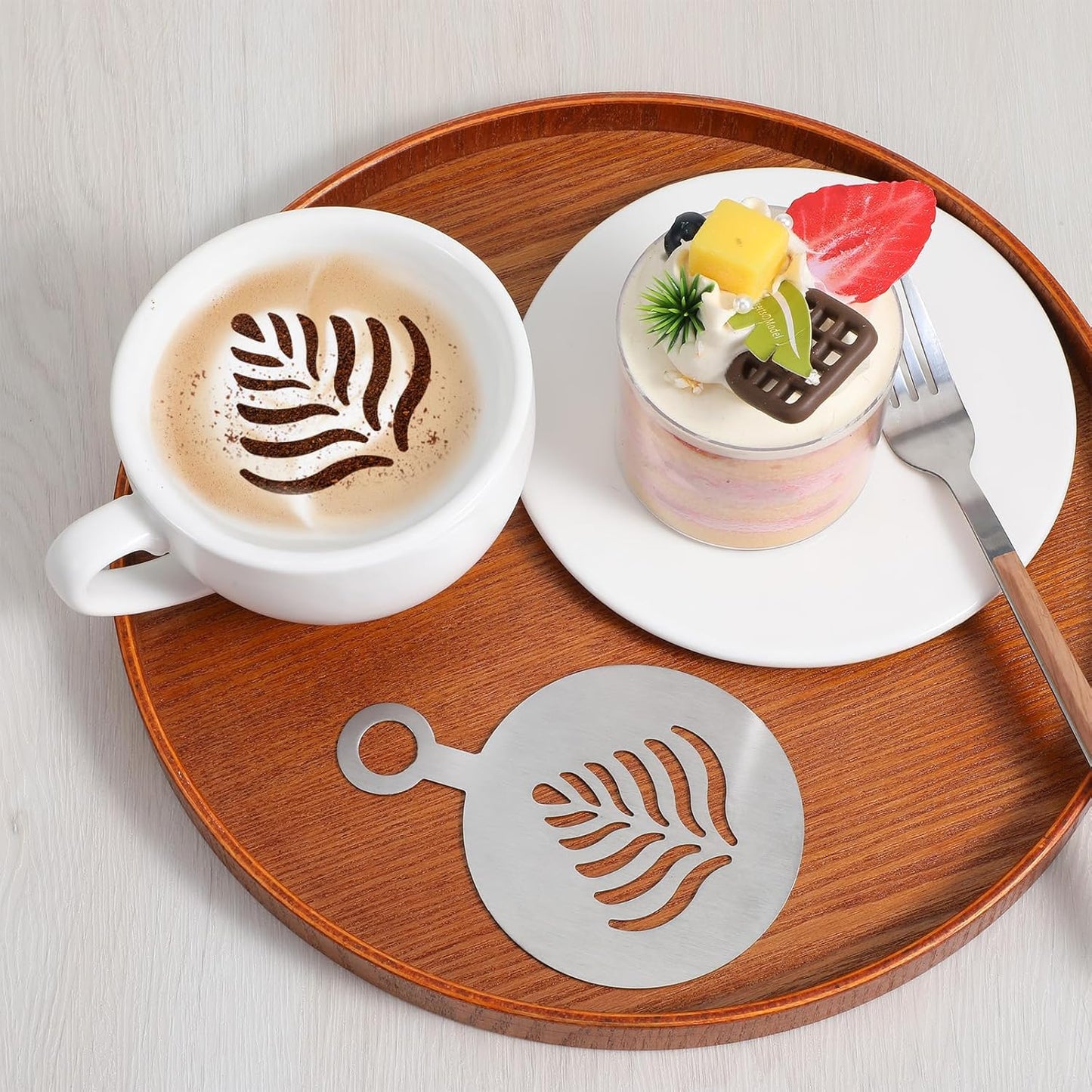 4 Pcs Stainless Coffee Stencils Latte Art,Latte Art Stencils,Lattes Stencilss with Various Patterns for Cappuccino Lattes Cake Decorating Coffee Shop and Home Use(Silver)