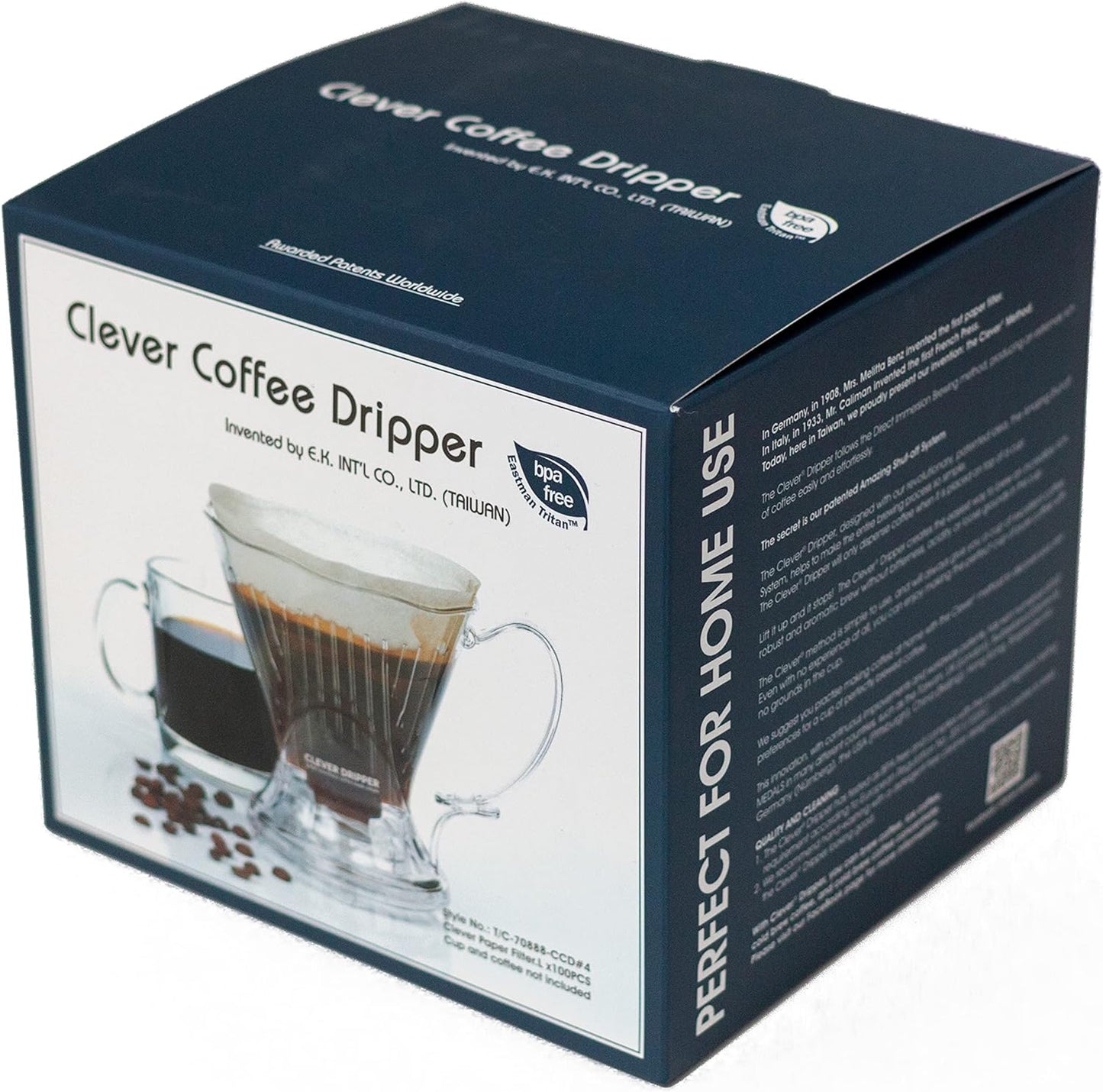 Clever Coffee Dripper and Filters, Large 18 oz, Original Classic Design, Safe BPA Free Plastic, dripper coffee maker, drip coffee maker pour over, 100 filters, coaster and lid, 18 oz (Clear)