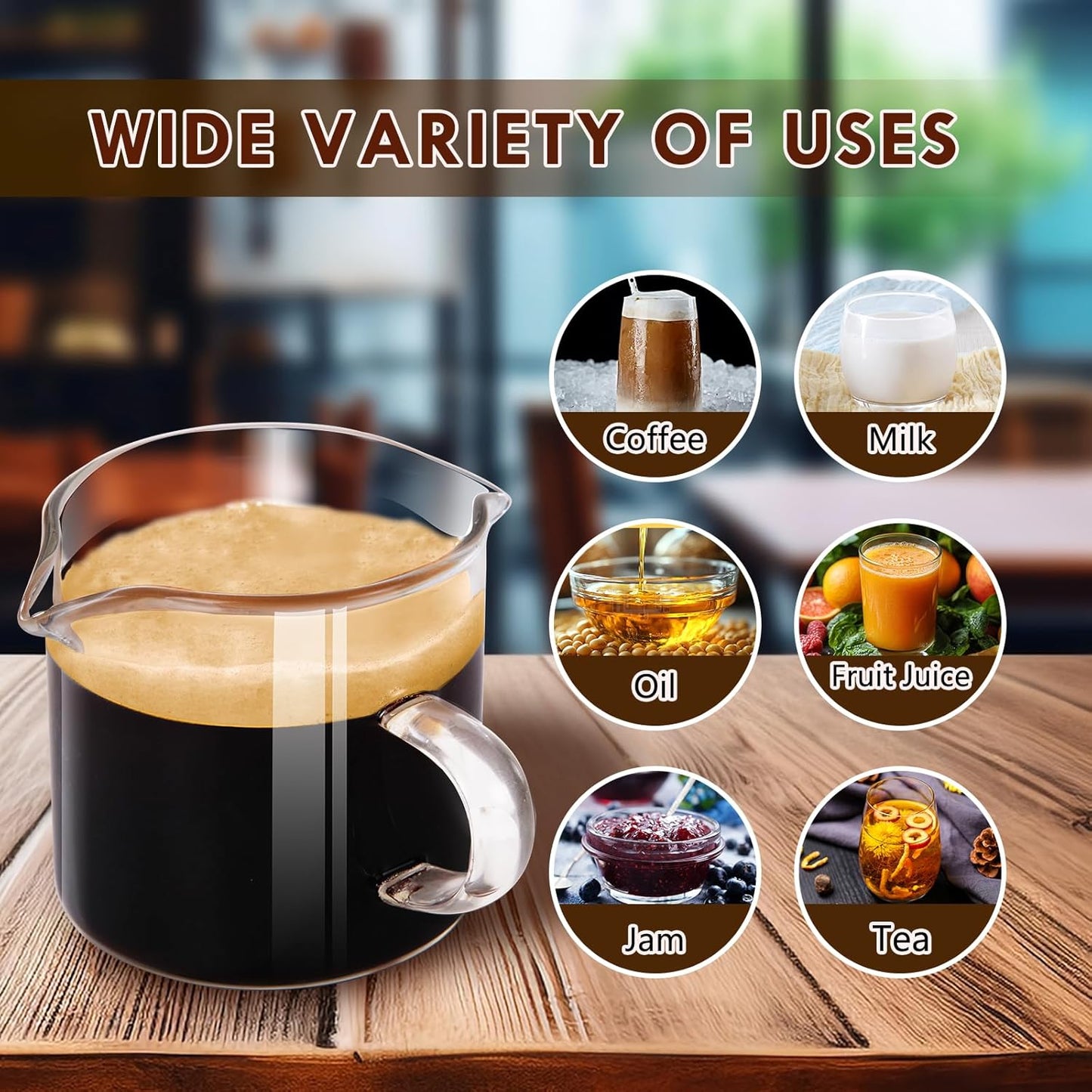 Espresso Cups 4-Piece set, 4 OZ Double Spout Cup with Handle, Espresso Shot Glass with V-Shaped Spout for Espresso Machine, Milk Cup (Espresso cups)