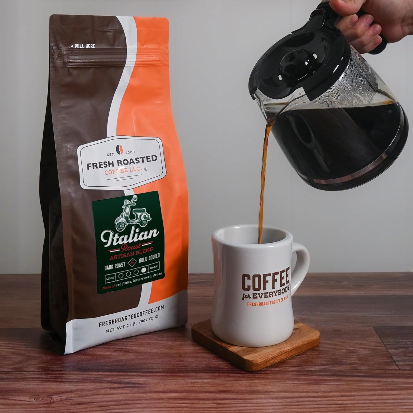 Fresh Roasted Coffee, Italian Roast, 2 lb (32 oz), Dark, Kosher, Ground