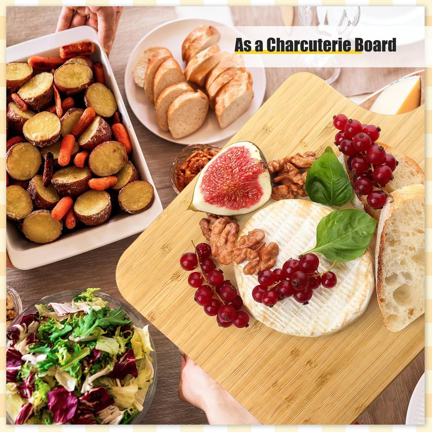 Lounsweer 6 Pcs Thicken Cutting Board Bulk Wood Board for Chopping Serving Charcuterie Material for Laser Engraving Mother' Day Wedding Housewarming Gift(Bamboo,16 x 10 Inches)