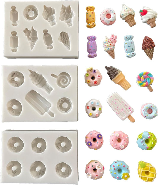 Lovely Small Items Silicone Fondant Molds Set For Cake Topper, Gumpaste, Candy & Chocolate, Polymer Clay and More (Snack Food)
