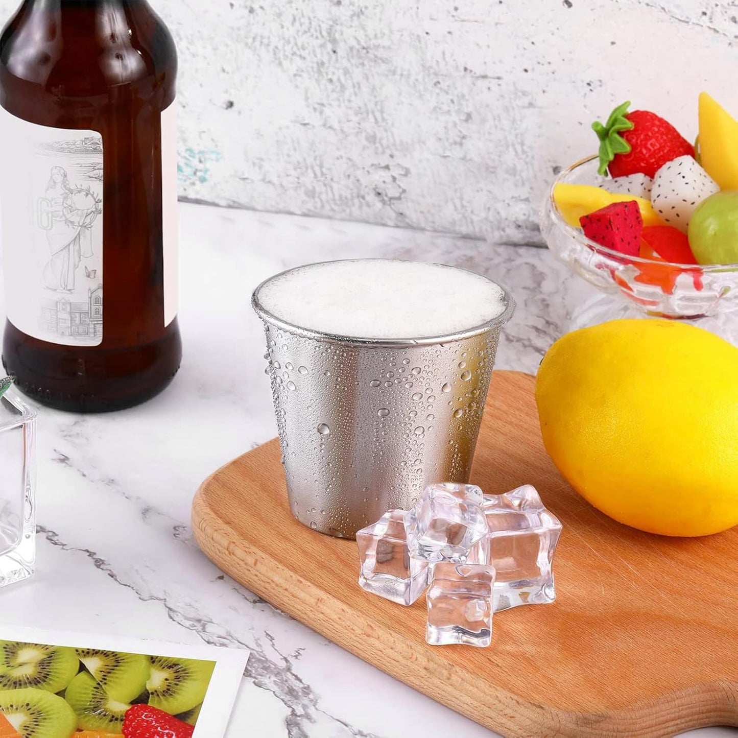 Resinta 6 Pack 5 oz Stainless Steel Cups Metal Shatterproof Stackable Pint Drinking Cups for Kids