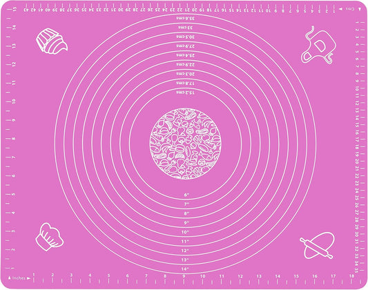 Silicone Baking Mat for Pastry Rolling Dough with Measurements, 19.7" x 15.7" BPA Free Non stick and Non Slip Pink Table Sheet Baking Supplies for Bake Pizza Cake