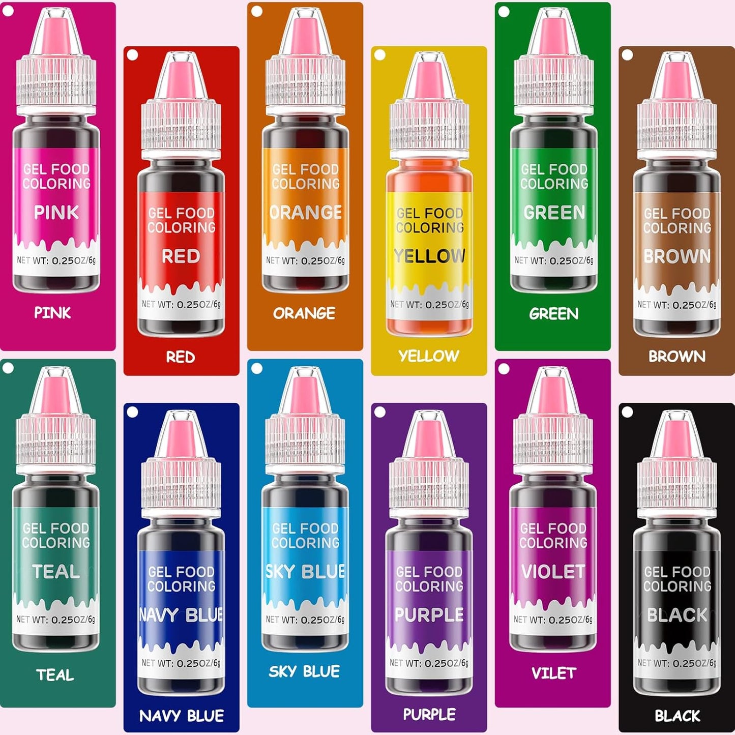 Gel Food Coloring 12 Colors Set for Cake Decorating,Cherrysea Edible Food Dye for Baking Royal Icing Cookie Supplies Gluten Free Food Grade Food Coloring Gel Kits, 0.25 Fl. Oz/Bottles