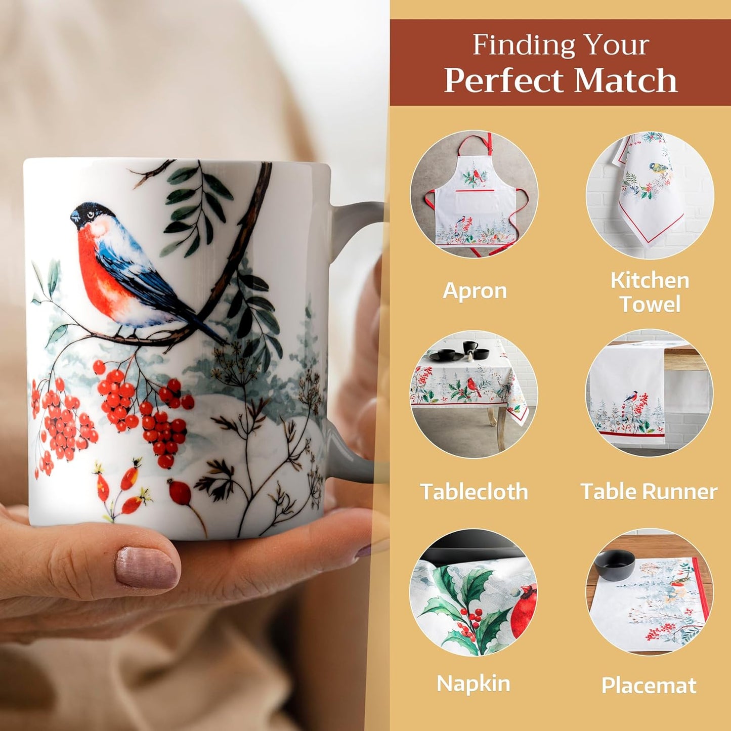 Maison d' Hermine Coffee Mug with Handles Fine Bone China Mugs Pack of Two Tea Cups for Hot Beverages Cappuccino Latte Home Restaurant Office Perfect for Gift (Morzine, 12 Ounce)