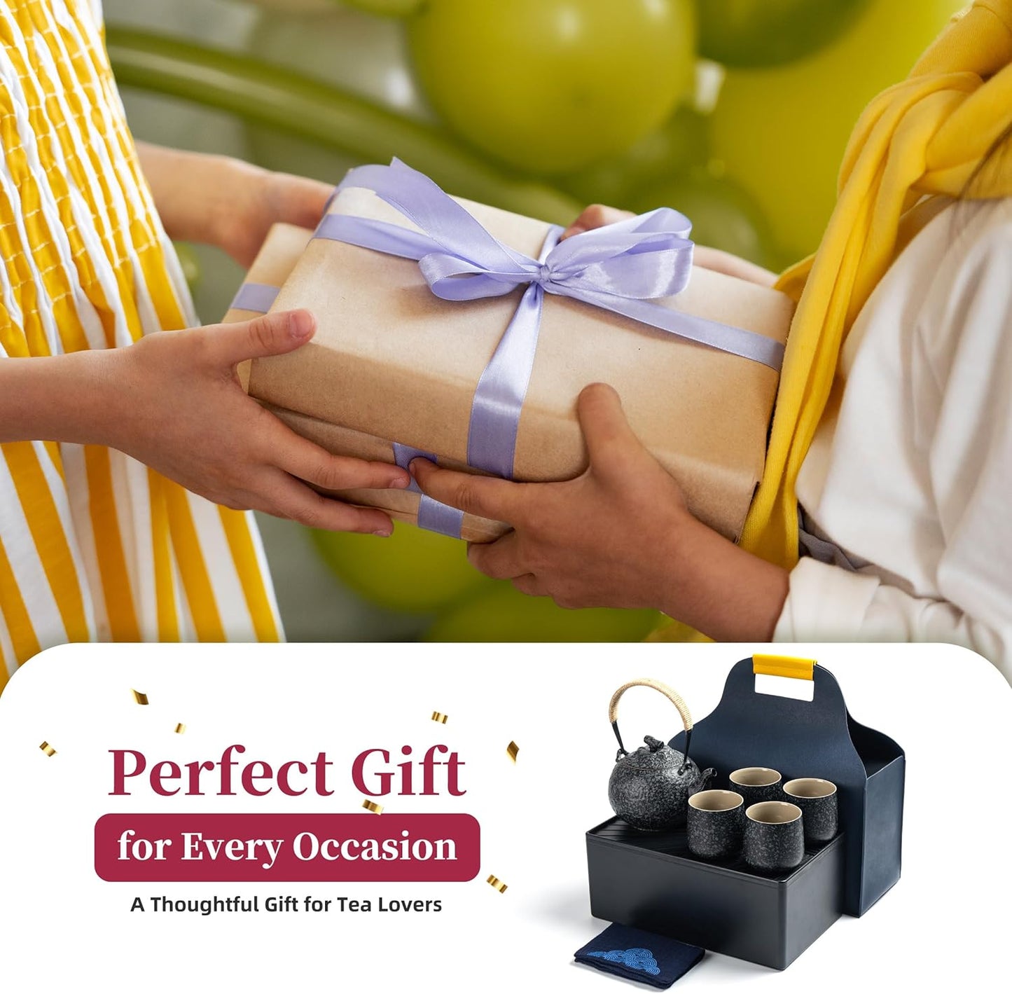 TEANAGOO Japanese Tea Set, Chinese Tea Sets, Porcelain Japanese Tea Cups, Chinese Gongfu Tea Set, Asian Tea Set for Adults, Japanese Teapot Set, 1 Teapot (700ml/25oz) + 4 Tea Cups(205ml/7.2oz), U2