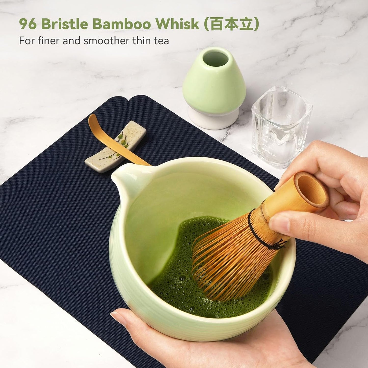 10-Pcs Matcha Kit Set, Whisk and Bowl with Spout & Measuring Spoon, Japanese Ceremony Matcha Tea Making Tools