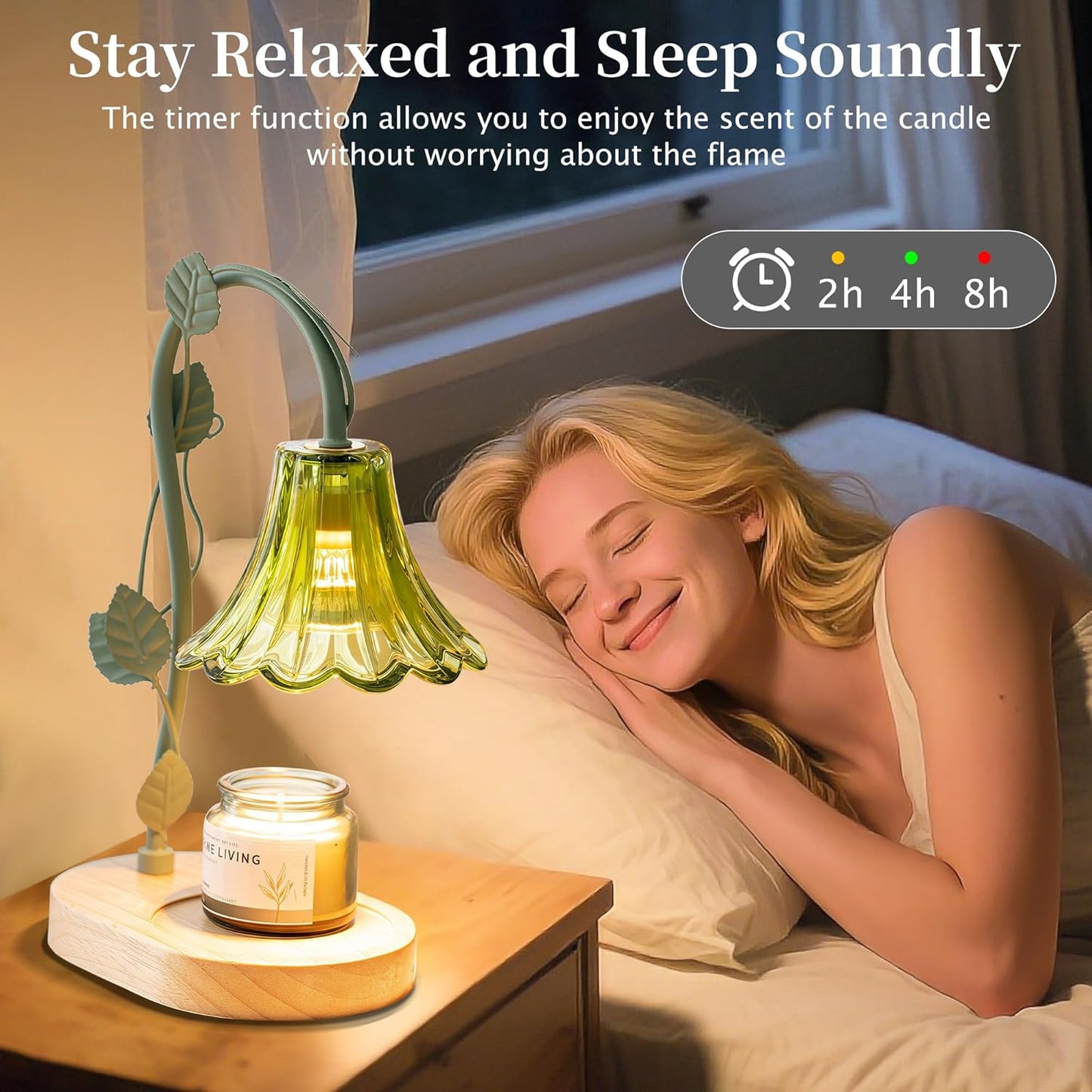 Flower Candle Warmer Lamp with Timer,Dimmable Candle Lamp Warmer,Adjustable Height Candle Warmer for All Jar Candles,Bedroom Living Room Home Decor Aesthetic Christmas Birthday Gifts (Morning Glory)