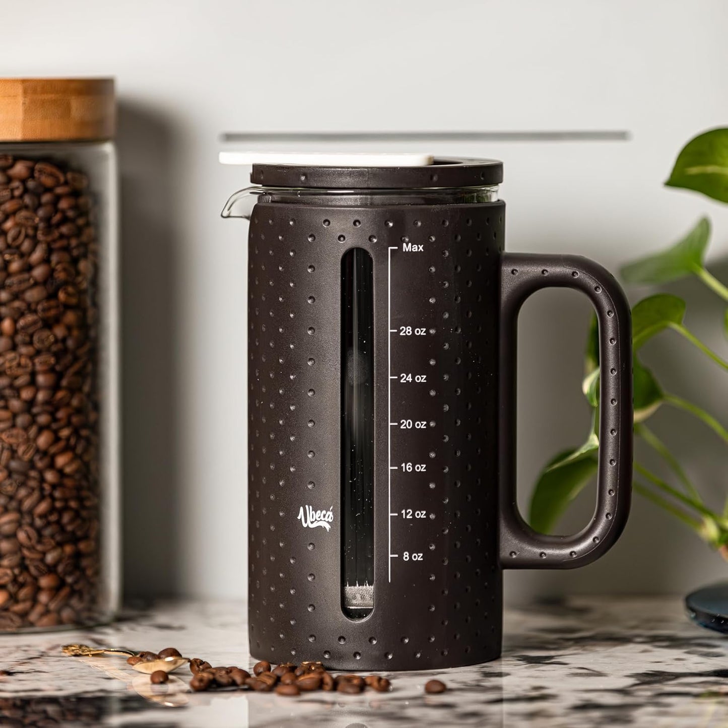 The 34oz Large French Press Coffee Maker – Elegant Borosilicate Glass Carafe, Heat-Resistant & Minimalist Handle, Premium Design for Coffee, Tea & Hot Drinks – BPA-Free 1000ml Coffee Brewer