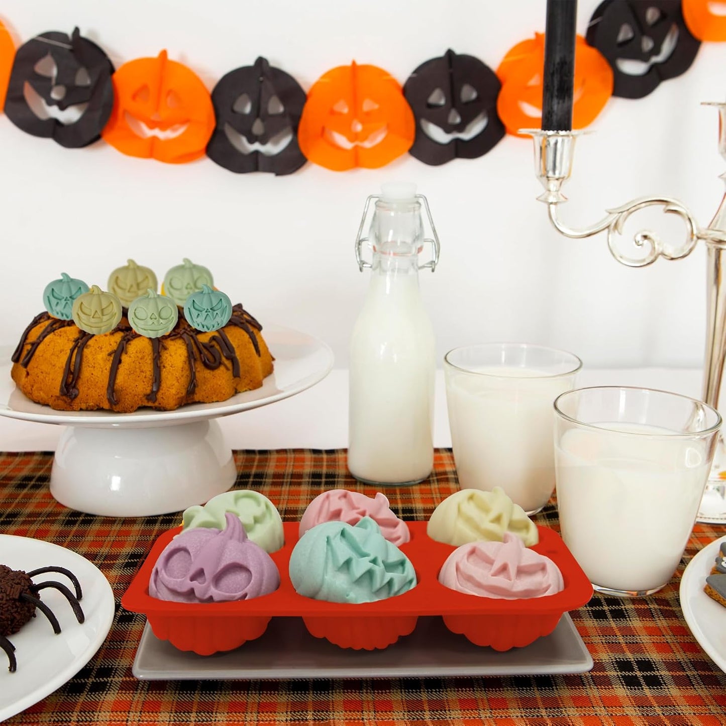 2Pcs Halloween Pumpkin Molds Silicone for Chocolate Candy, 3D Halloween pumpkin Molds Silicone for Candy Gummy (Pumpkin)