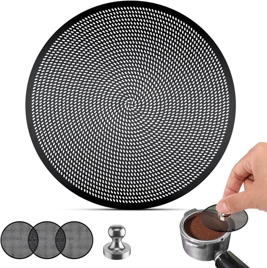 3 Pcs 58mm Espresso Puck Screen - 0.2mm Ultra Thin Espresso Puck, Metal Reusable Coffee Filter, Compatible with Espresso Machine 58mm Portafilter Basket (Black)