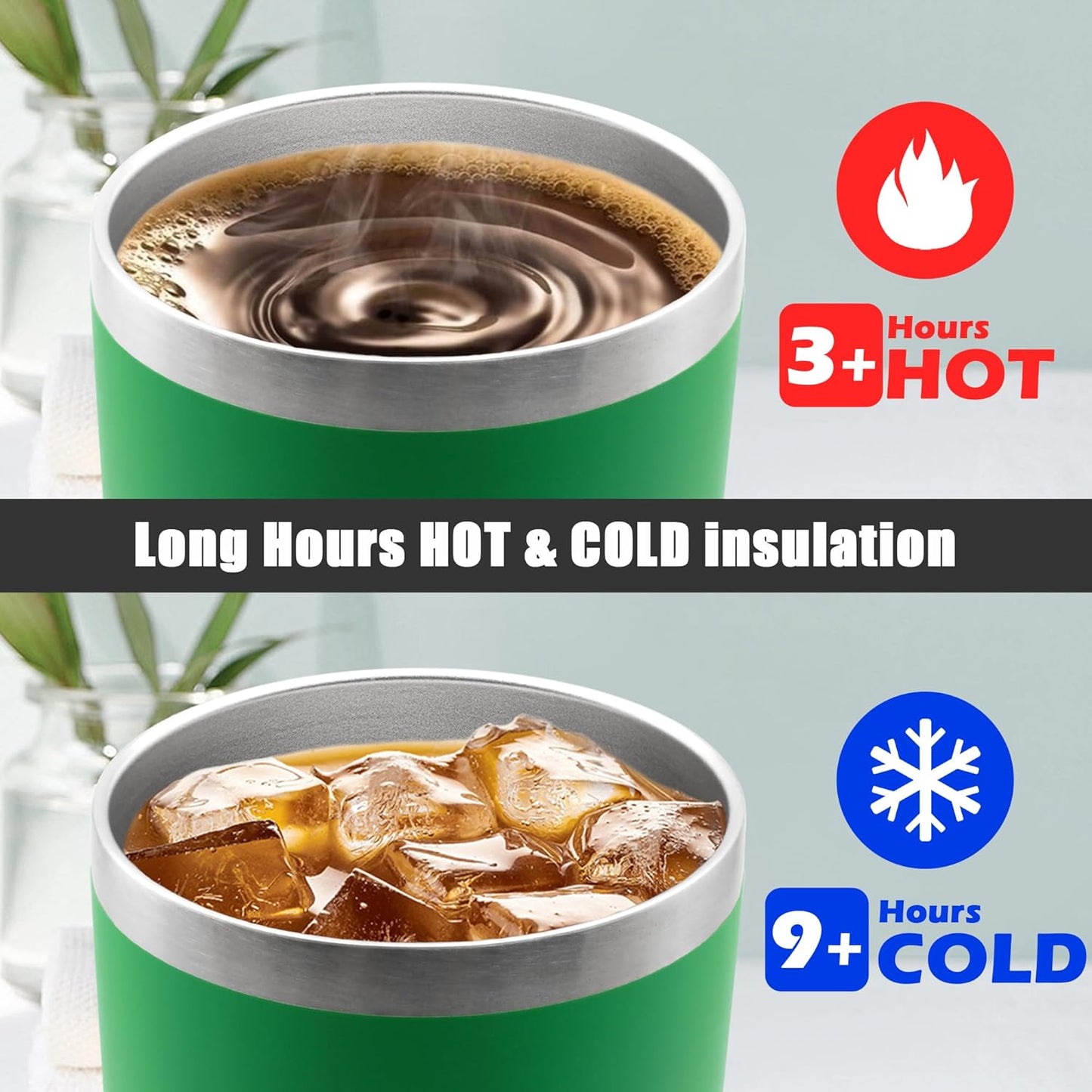 20 oz Tumbler Coffee Tavel Tumblers Bulk with Lid Stainless Steel Double Wall Vacuum Insulated Mug Powder Coated Cups fit Car Cupholder for Hot and Cold - Green, 12Pack