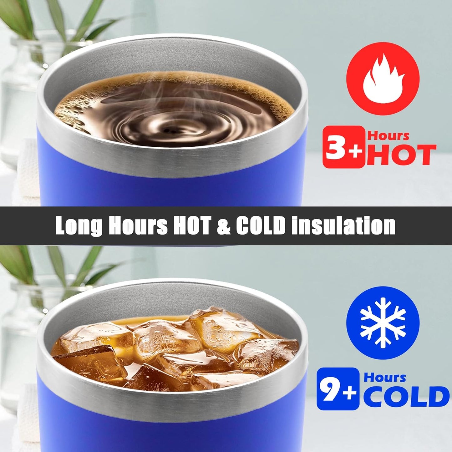 20 oz Tumbler Coffee Tavel Tumblers Bulk with Lid Stainless Steel Double Wall Vacuum Insulated Mug Powder Coated Cups fit Car Cupholder for Hot and Cold - Dark Blue, 12Pack