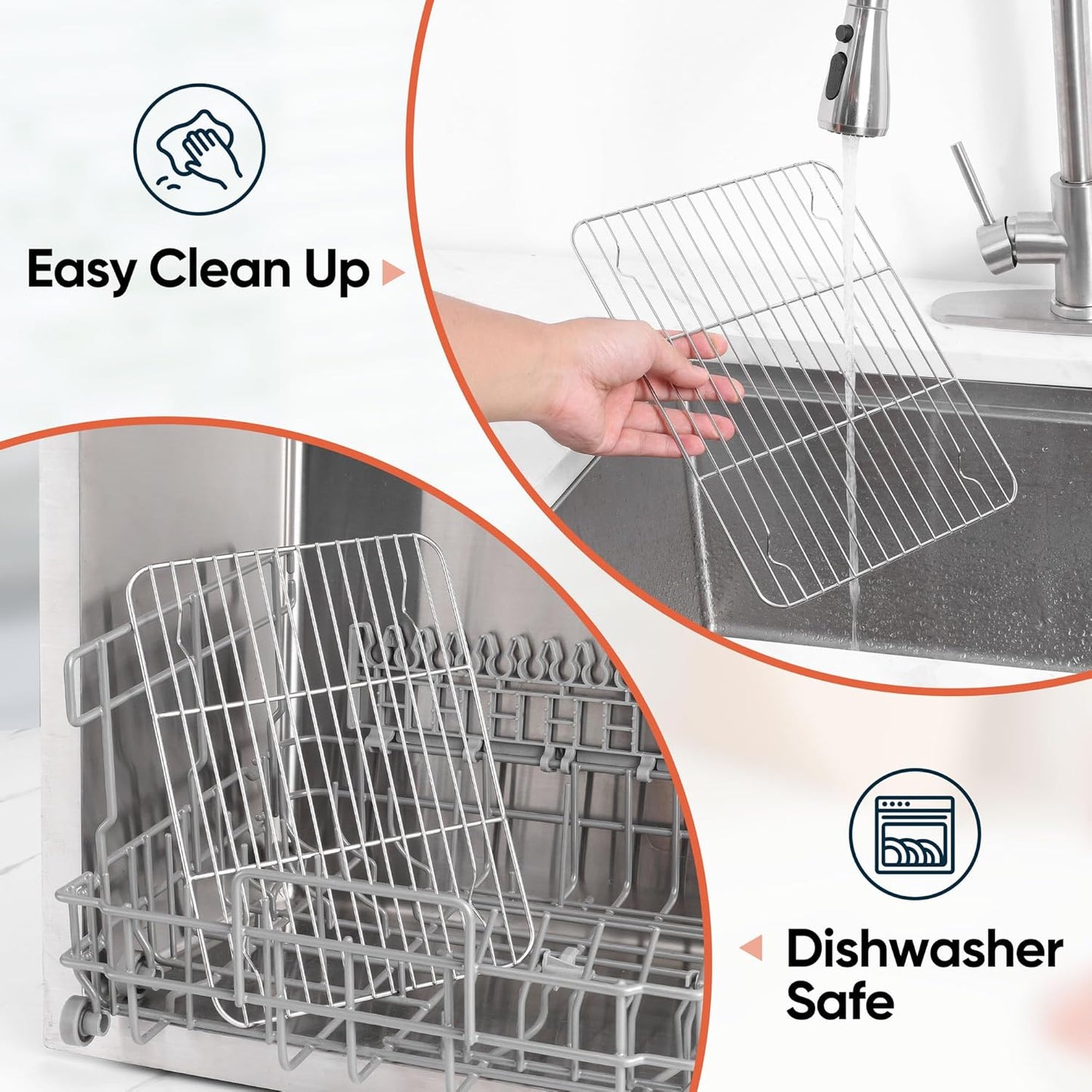 Stainless Steel Cooling Racks Set of 2, Homikit 11.6”*9.1” Heavy Duty Wire Baking Rack for Cooking Roasting Grilling Bacon Cake Cookies, Non Toxic & Rust Free