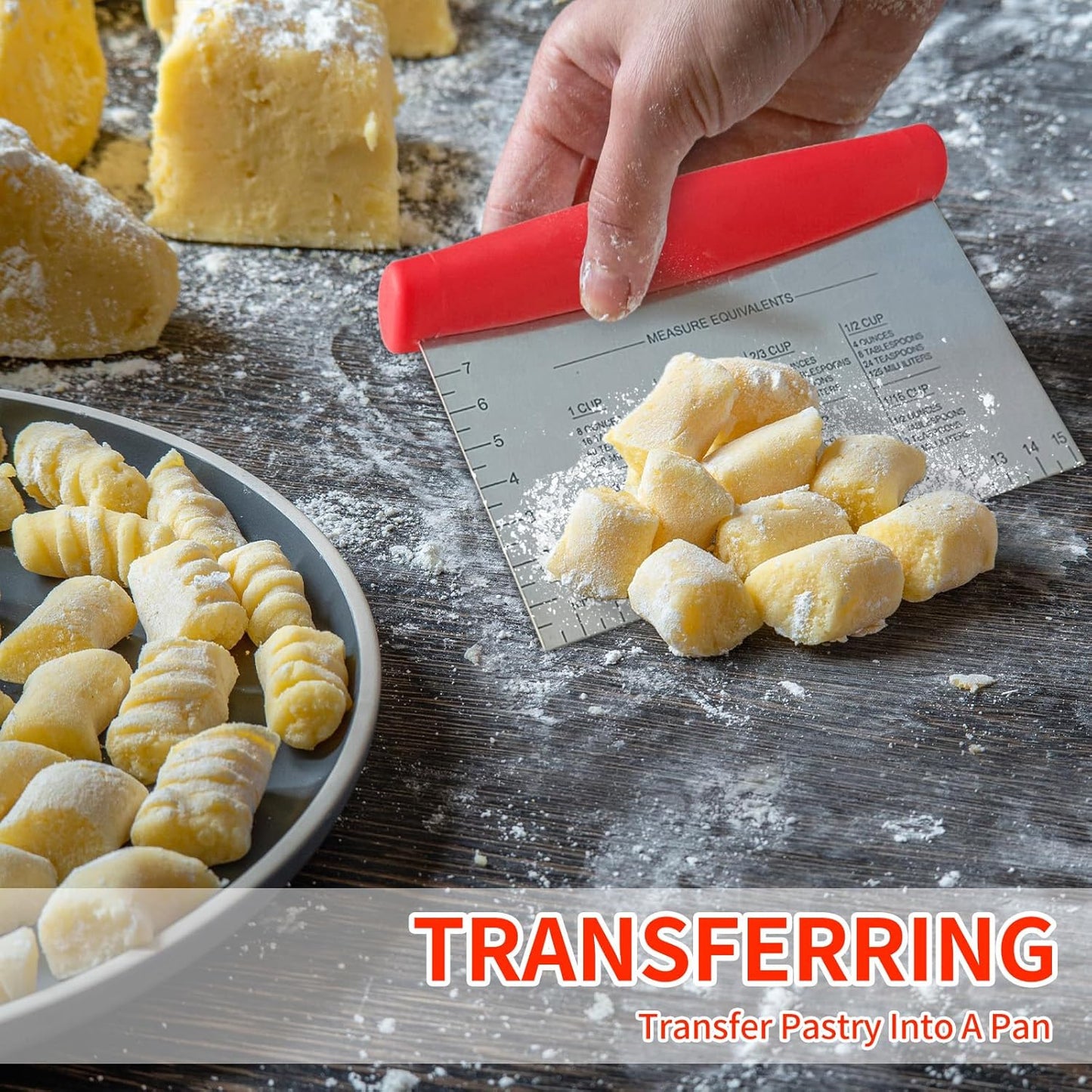 ALLTOP Pastry Blender & Bench Scraper Set - Premium Kitchen Baking Essential Tools for Cake and Bread Making - Stainless Steel Dough Scraper&Butter Cutter for Homemade Delights - Red