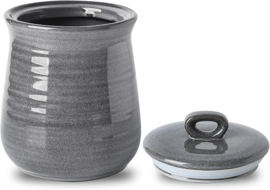 Hasense Coffee Canister with Airtight Lid, Porcelain Food Storge Container for Kitchen, Large Cookies Jar for Countertop, Ideal for Coffee Bean, Flour, Sugar, Cereal, 80 FL OZ(Grey)