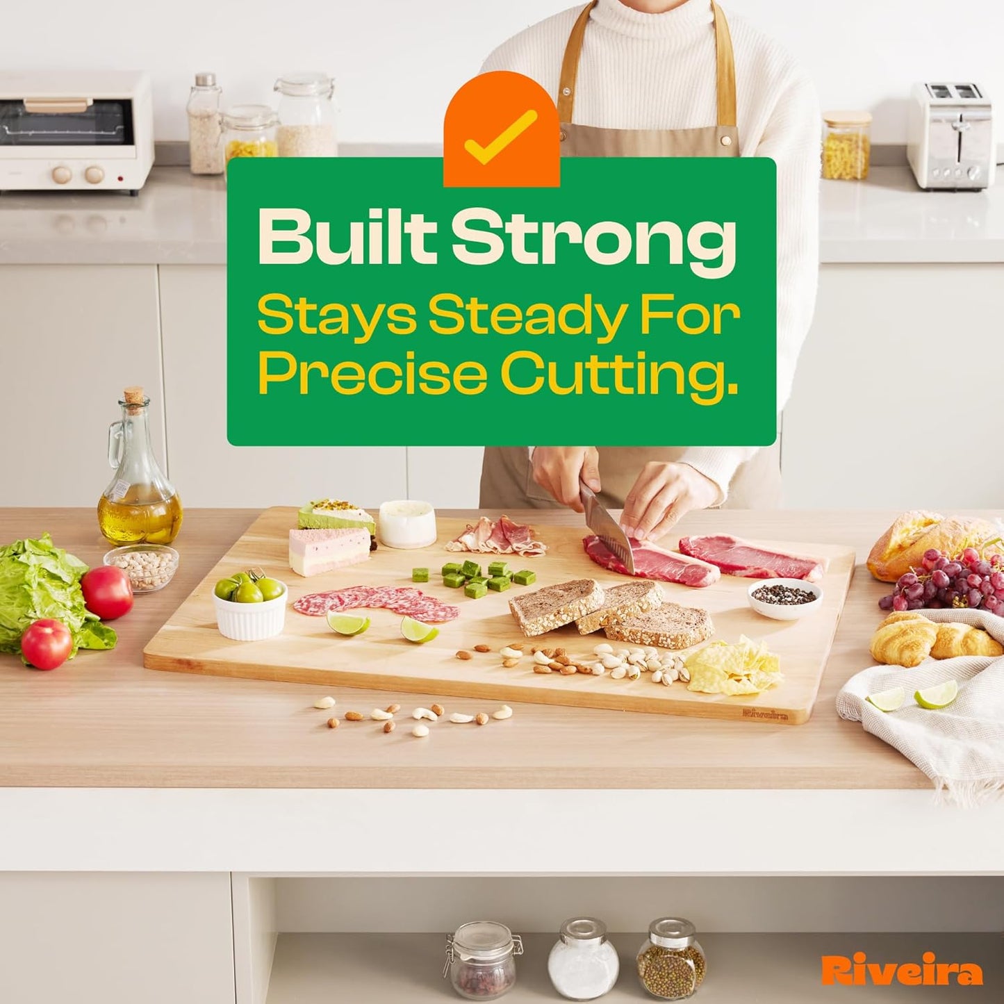 Riveira Cherry Wood Cutting Board – Gourmet Black Cherry Grandeur: 20 x 30 Wooden Cutting Board – Wooden Cutting Boards For Kitchen Decorative – Innovative Juice Grooves Cherry Wooden Chopping Board