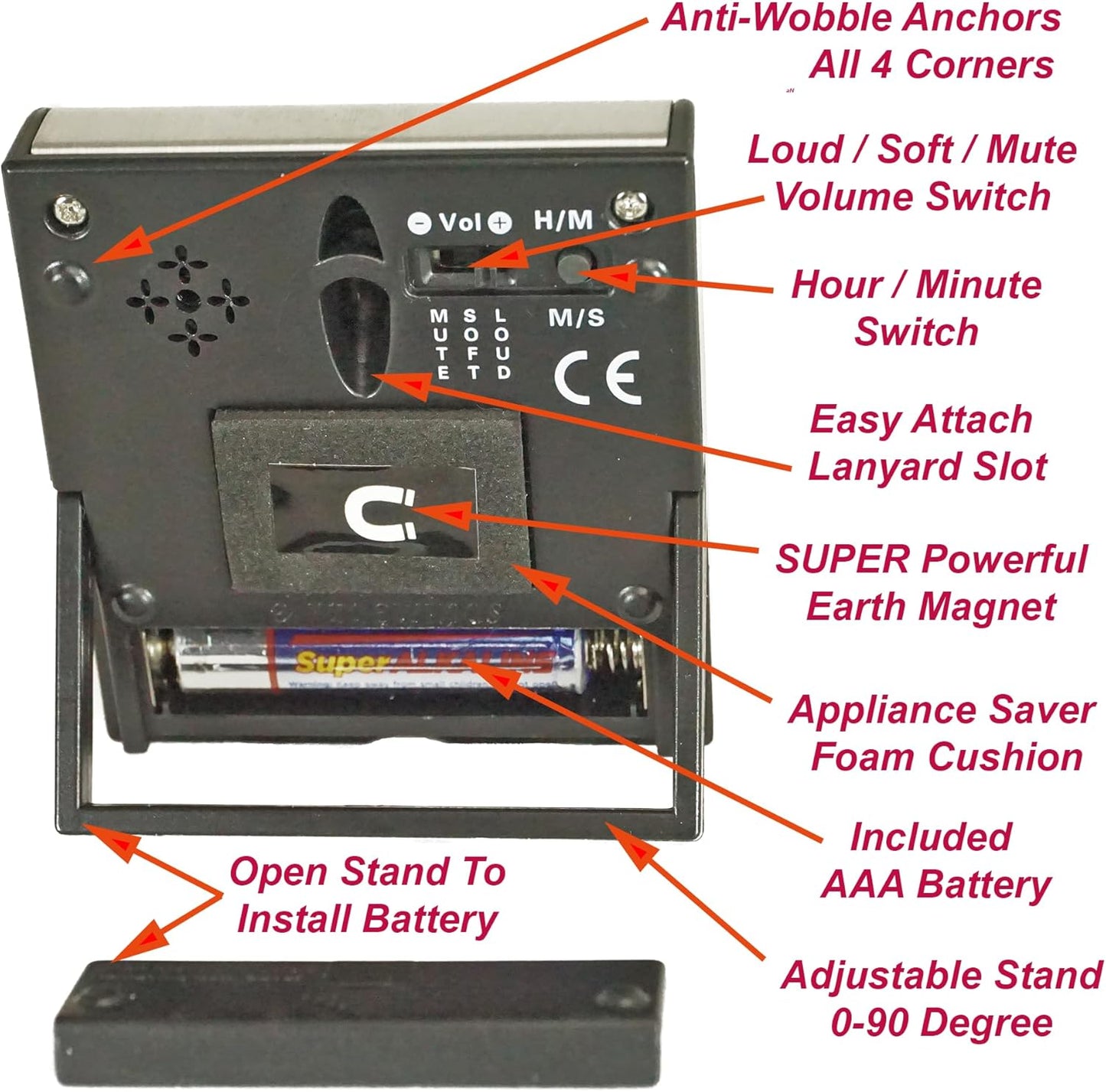 Elegant Digital Kitchen Timer, Stainless Steel Model eT-78, Displays 0-99 Min. or 0-99 Hr., Super Strong Magnet, Volume Switch for Mute/Soft/Loud Alarm, Auto Shut Off, Auto Memory by eTradewinds