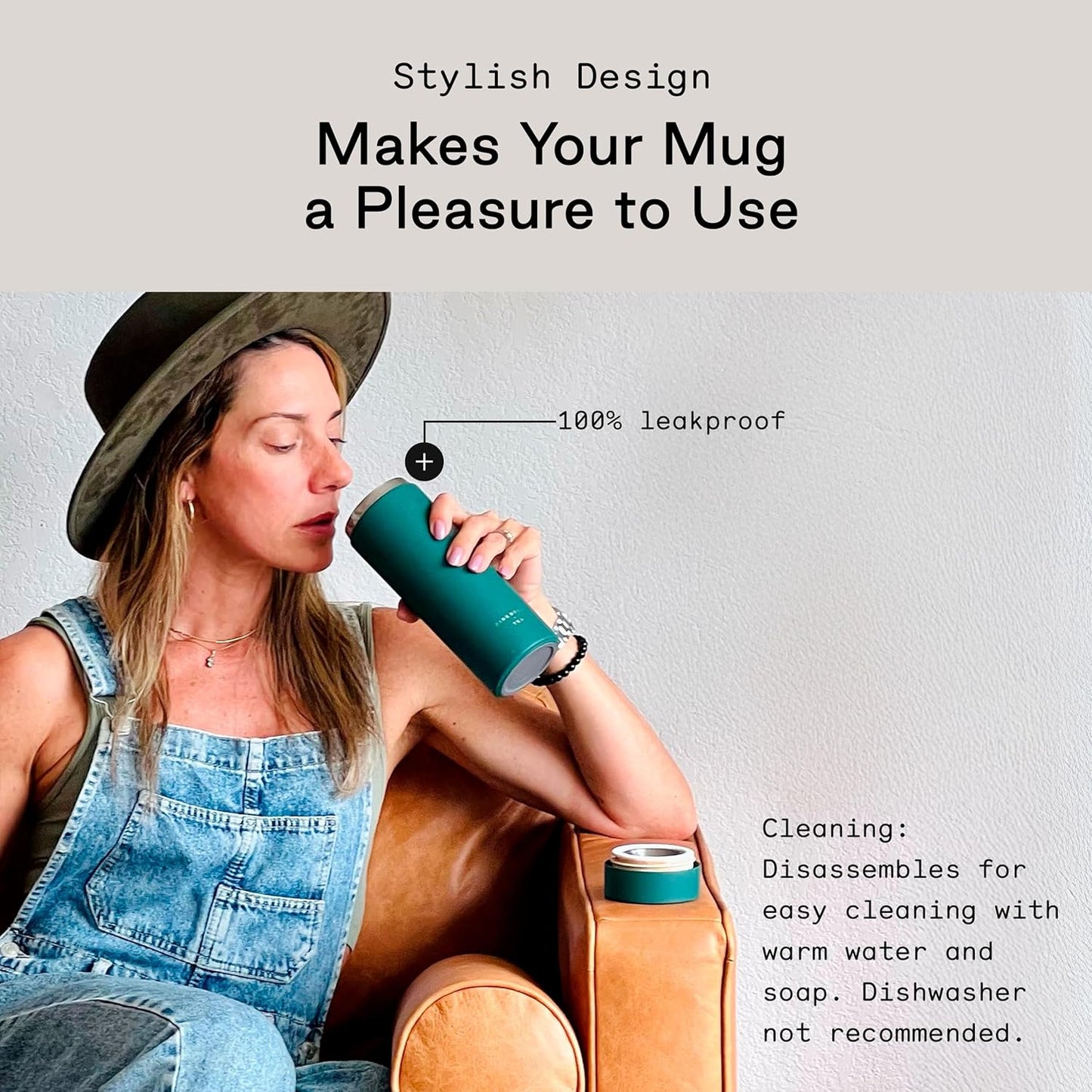 Firebelly Tea, Travel Tea Infuser Mug with Strainer, Insulated Tumbler for Loose Leaf Tea or Coffee, Leakproof Bottle for Hot or Iced Drinks, Stainless Steel Thermos with Lid, Forest