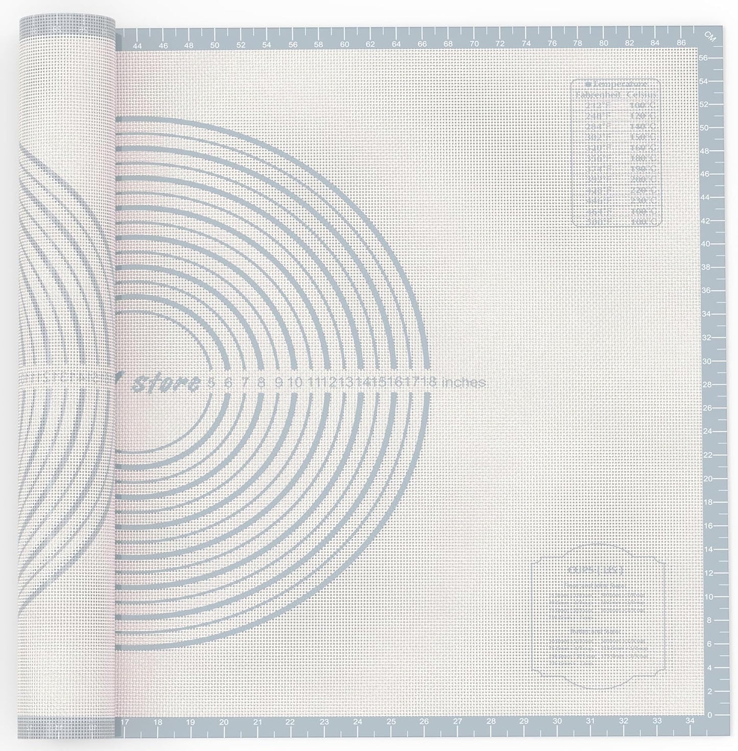 36 * 24 inches white grey, Non-Slip Silicone Baking Sheets - Baking Mat with 0.7mm Thickness - Non-Stick Pastry & Cookie Mat for Kitchen Counter for Rolling Out Dough with Measurements.