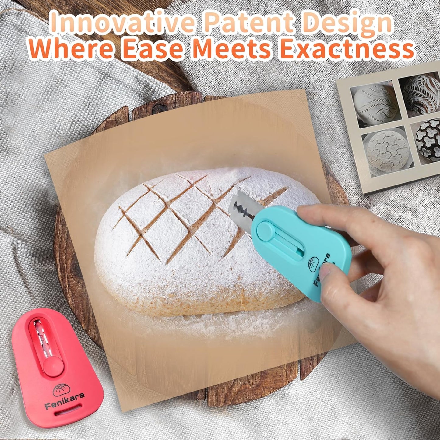 2PCS Upgraded Magnetic Sourdough Scoring Tool & Versatile Bread Scoring Tool- Professional Bread Lame for Sourdough Bread baking & Bread Making Tools - Scoring Patterns booklet & Razor Blades