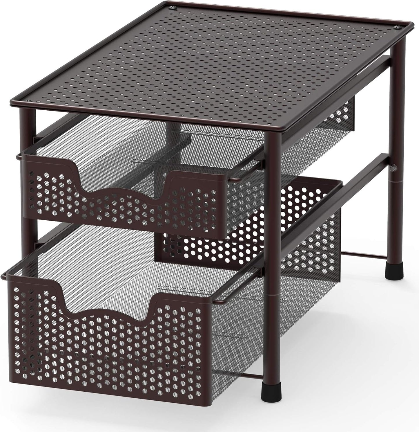 Simple Houseware Stackable 2 Tier Sliding Basket Organizer Drawer, Bronze