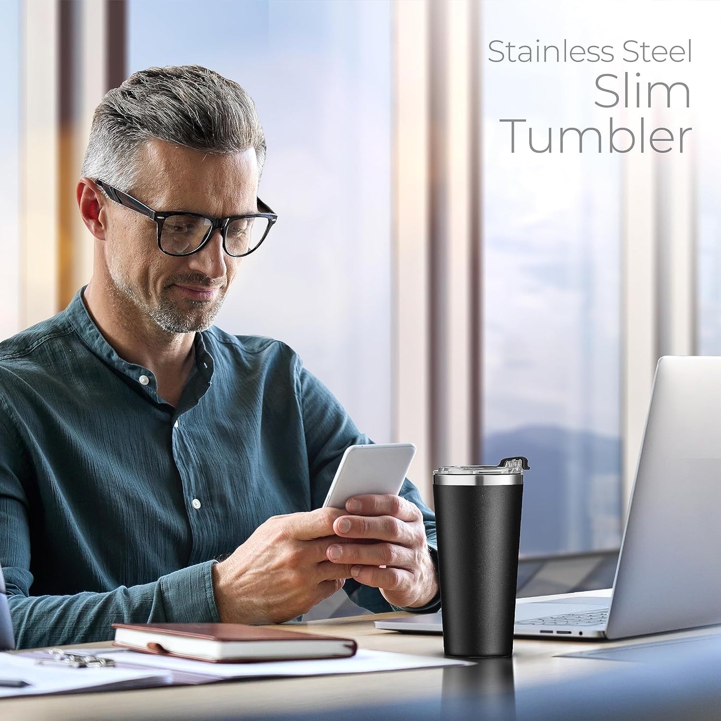 SIPX™ Triple-Insulated Tumblers - 16oz. Premium Modern Tumbler With Lid, insulated Cup Keeps Hot For 6 Hours, Stainless Steel Tumbler Made Of Sustainable Material, Coffee Travel Mug For Home & Office