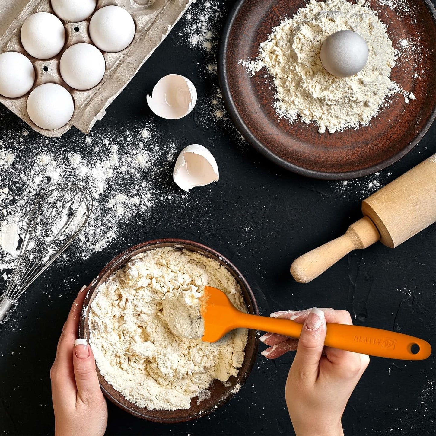 Silicone Spatula 3-piece Set, Ergonomic Handle High Heat-Resistant Spatulas, Non-stick Rubber Spatulas with Stainless Steel Core