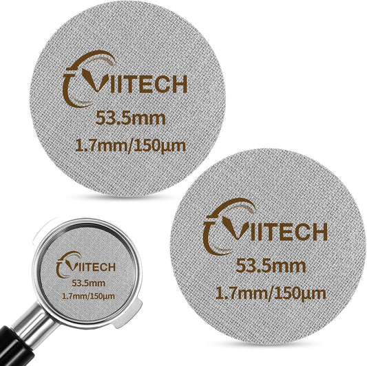 2 PCS Espresso Puck Screen, Espresso Filter Screen for 53.5mm Portafilter, Reusable 1.7mm Thickness 150μm, 316 Stainless Steel Coffee Filter Replacement, Coffee Puck Filter for Espresso Machine