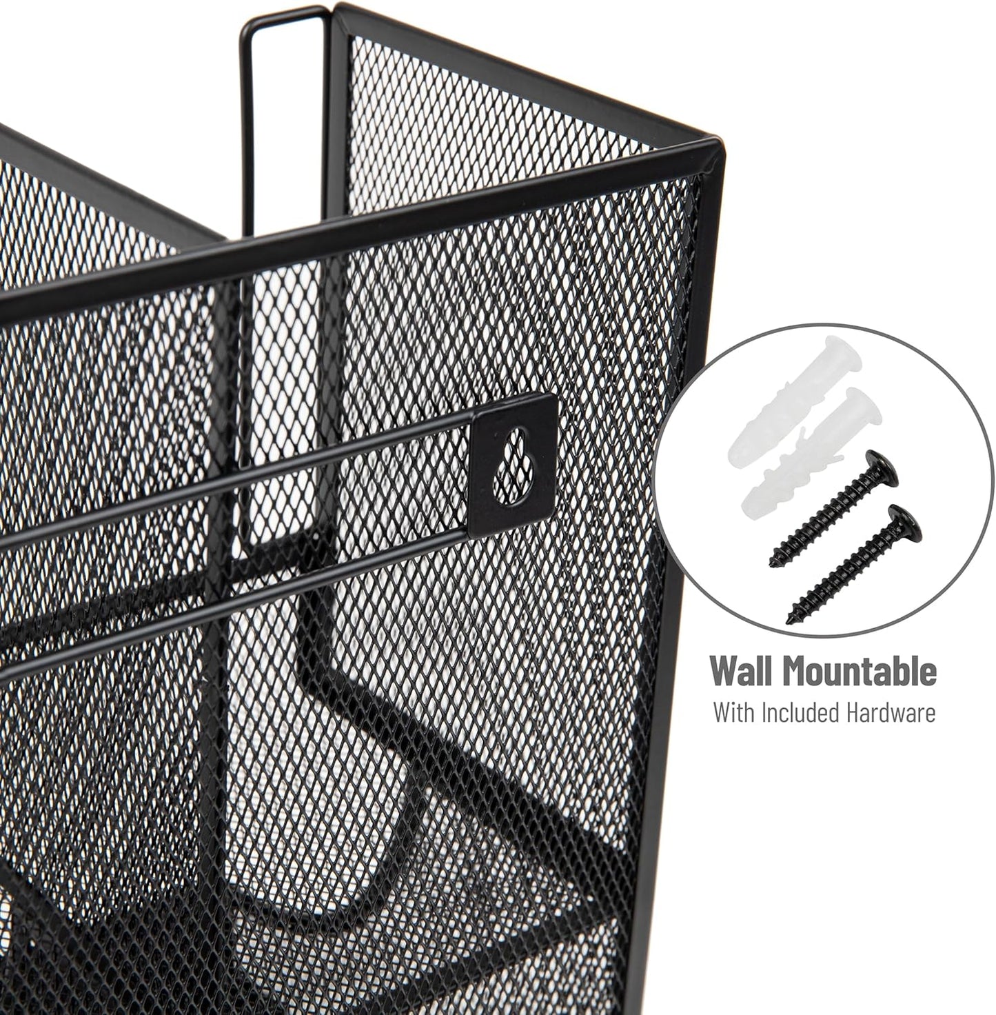 Mind Reader Multipurpose Countertop Organizer, Office Breakroom and Desktop Storage, Metal Mesh, Black