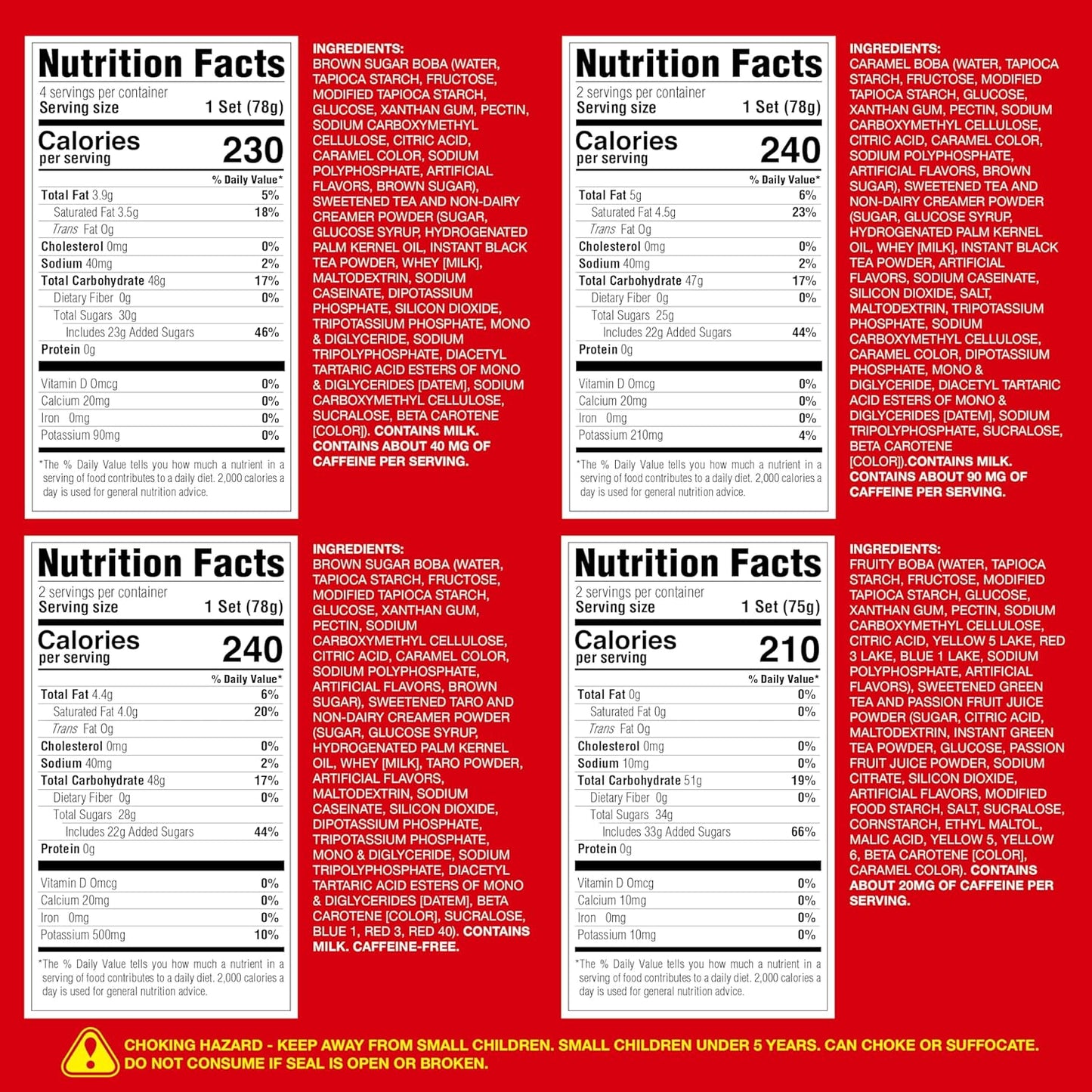 J WAY Instant Boba Bubble Pearl Variety Milk Tea Fruity Tea Kit with Authentic Brown Sugar Caramel Fruity Tapioca Boba, Ready in Under One Minute, Paper Straws Included - Gift Box - 10 Servings