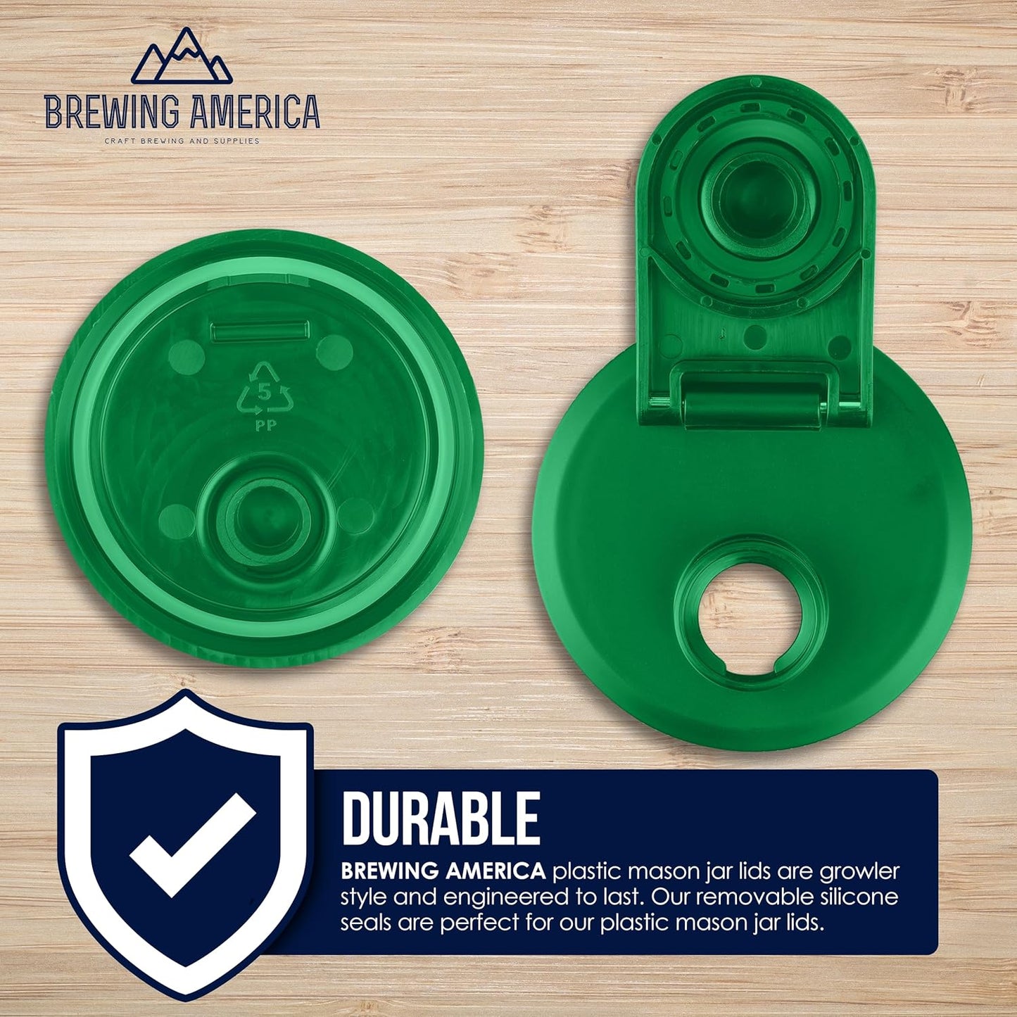 Brewing America Mason Jar Drinking Cup Pint and Half Drinking Lid and Azure 24oz Jar (2, Tractor Green)