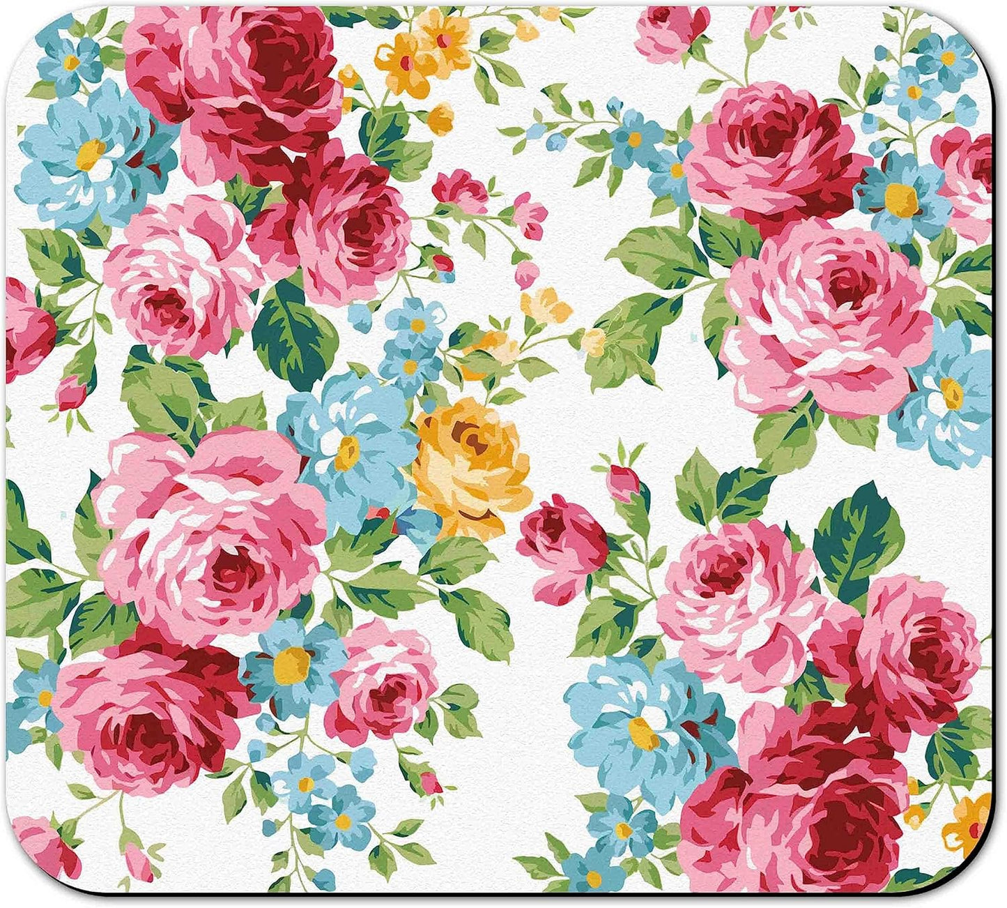 Rubber Dish Drying Mat for Kitchen Counter Large Pink Red Roses Floral Washable Quick Home Coffee Pad Fit Under Sink,Bar,Utensils 16x18in