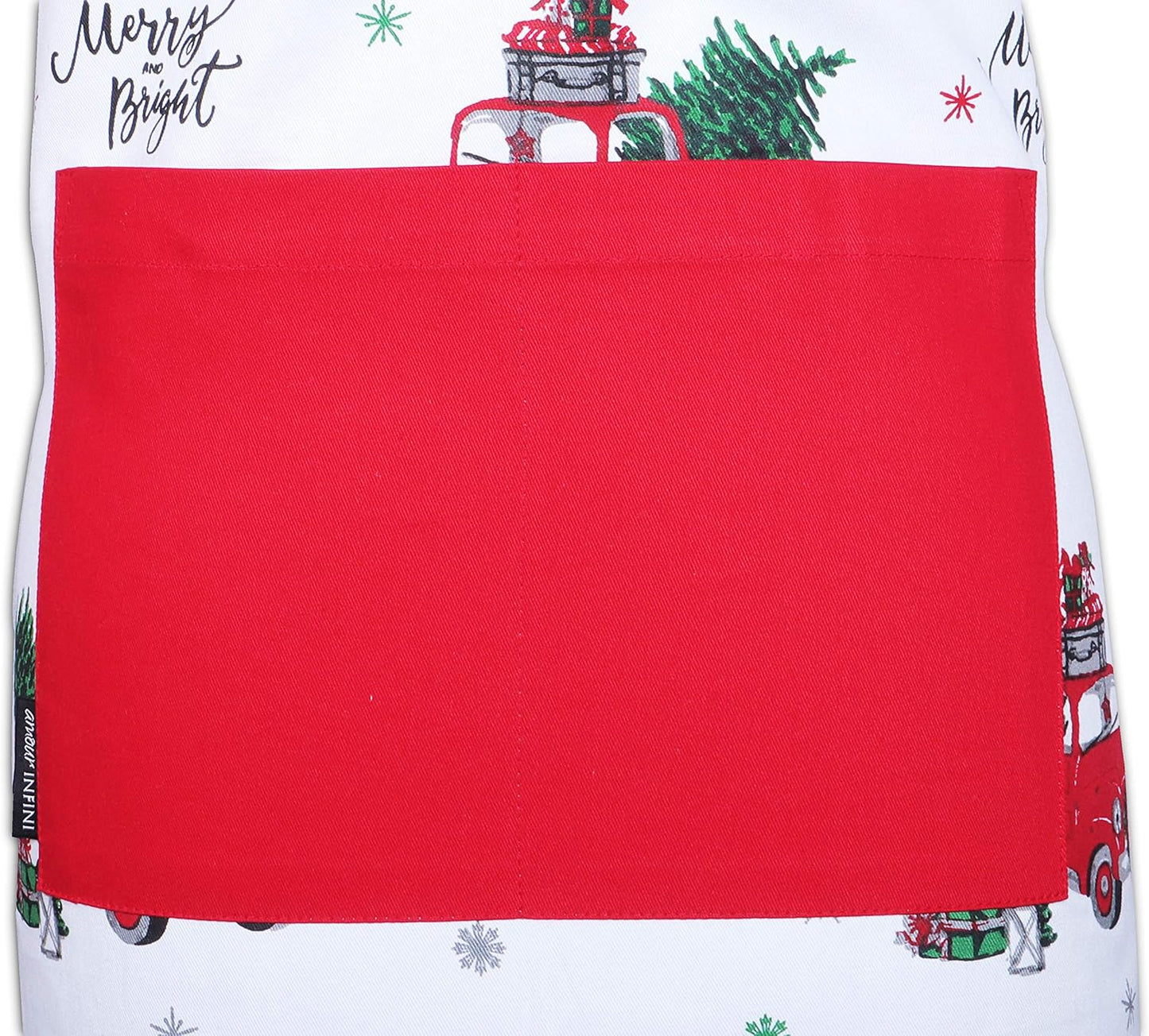 AMOUR INFINI Cotton Womens Apron for Kitchen, Grilling, Baking with Pockets & Adjustable Strap Washable, Reusable Spring Apron (27.5 x 33 Inches)