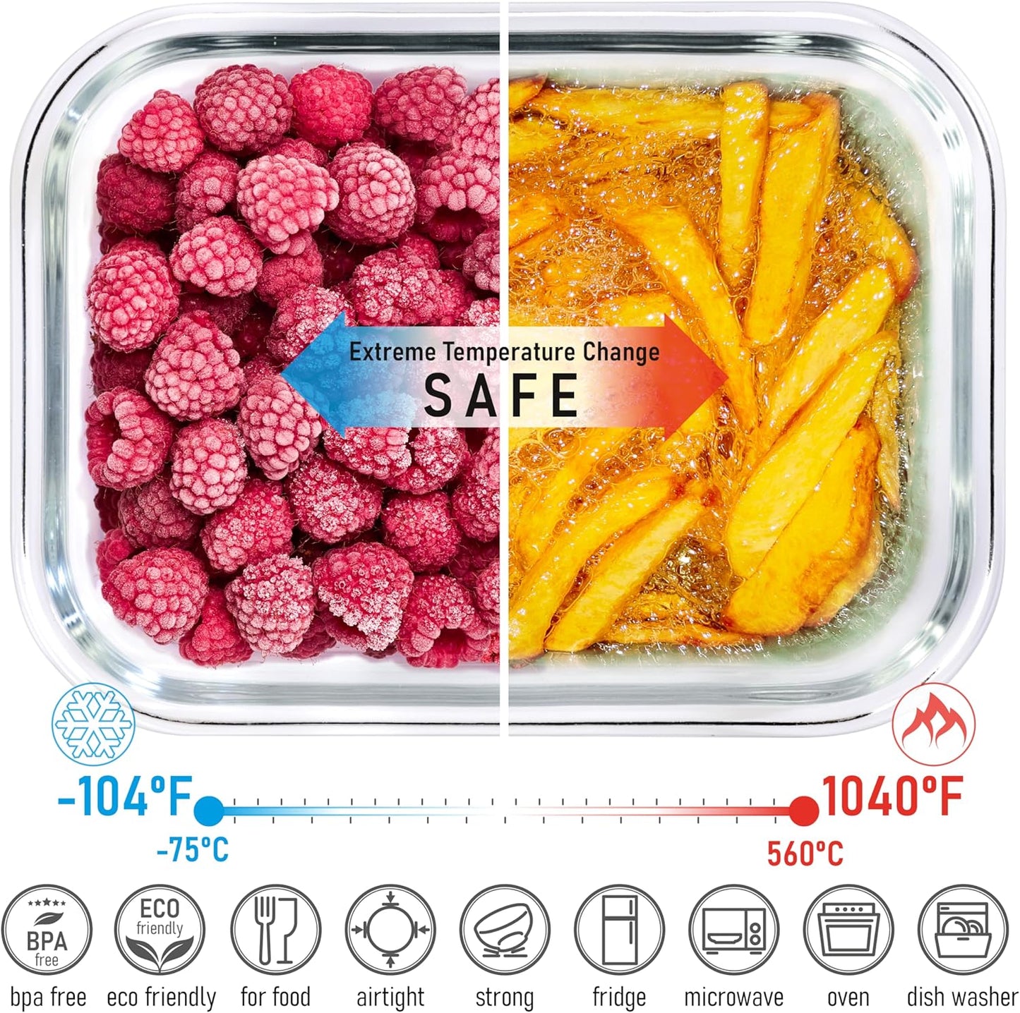 Set of 4 Stackable Space-Saving Nesting Glass Containers with Airtight Bamboo Lids - Lunch, Meal & Food Prep - Microwave & Oven Safe BPA Free Durable Heat Resistant Inert Borosilicate Glass