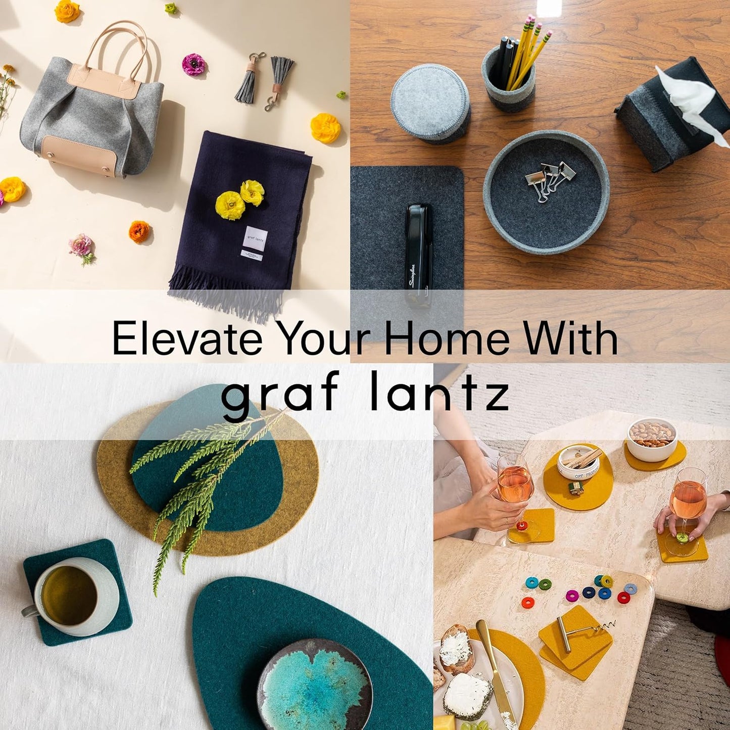 Graf Lantz - Bierfilzl Merino Wool Round Coasters Set of 4 - Sand Dune (4" Circles) - Absorbs 30% of Weight - German Wool - Heat Resistant, Sustainable, & Reusable - Home Decor & Coffee Table Decor