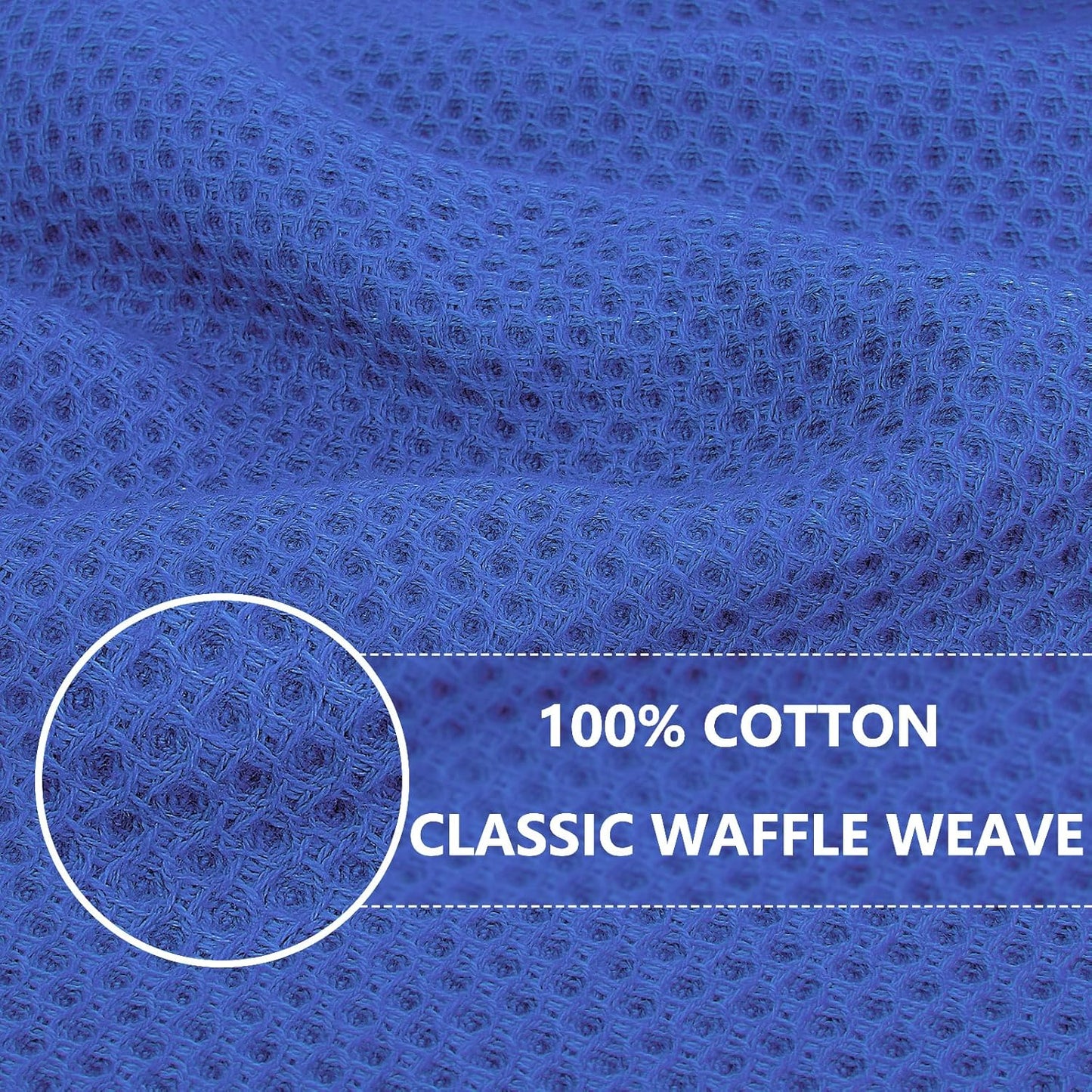 Homaxy 100% Cotton Waffle Weave Kitchen Dish Towels, Ultra Soft Absorbent Quick Drying Cleaning Towel, 13 x 28 Inches, 4-Pack, Blueberry