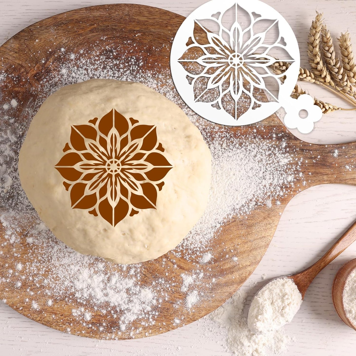 Mandala Cookie Coffee Stencils - 25 Pcs Mandala Latte Art Cookie Stencils for Coffee Cake Bread Decor, Reusable Bread Template for Sourdough Decoration Tools Baking Stencil