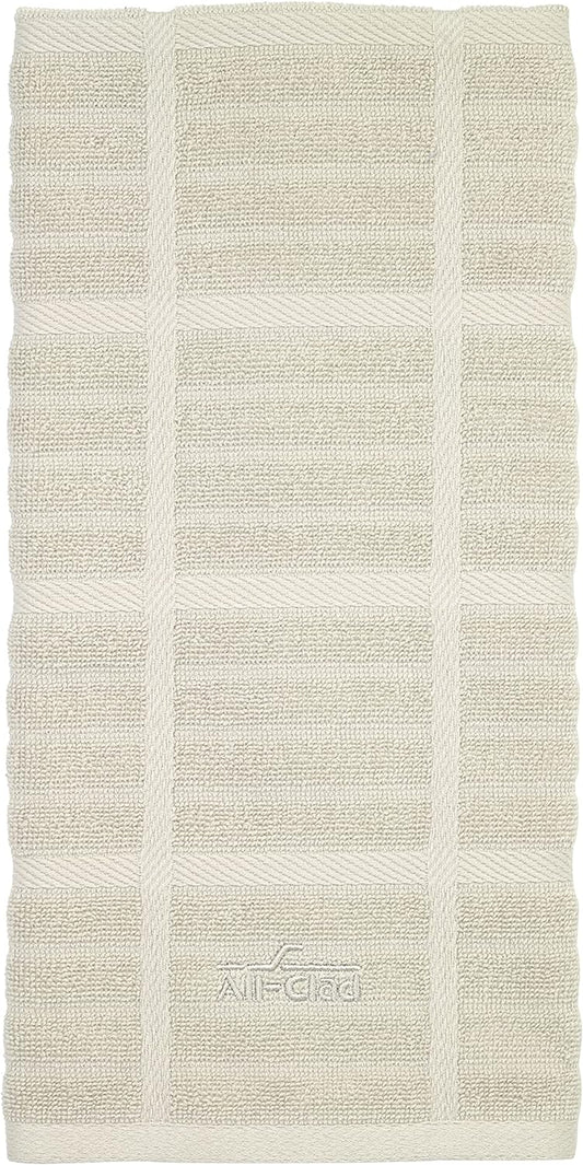 All-Clad Solid Kitchen Towel: Highly Absorbent, Super Soft Long Lasting - 100% Cotton, 17"x30" Tea Towel for Cleaning & Drying Dishes, Pans, Glassware, or Countertops, (1-Pack), Almond