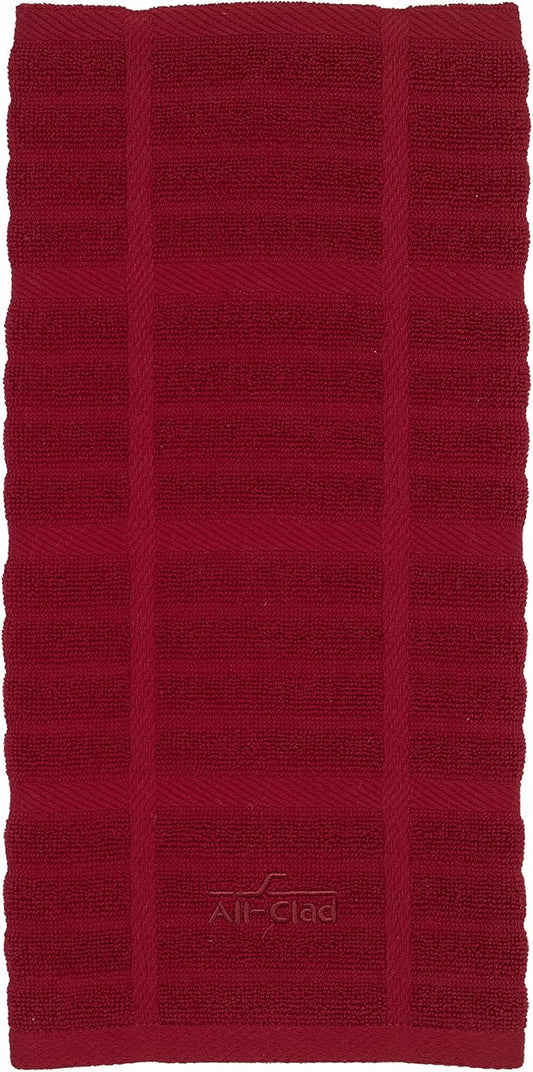 All-Clad Solid Kitchen Towel: Highly Absorbent, Super Soft Long Lasting - 100% Cotton, 17"x30" Tea Towel for Cleaning & Drying Dishes, Pans, Glassware, or Countertops, (1-Pack), Chili