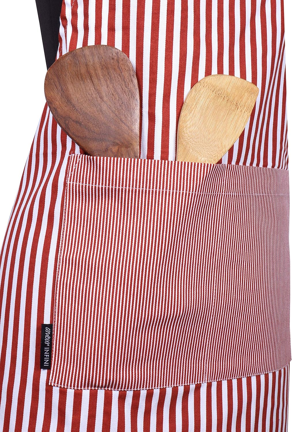AMOUR INFINI Cotton Aprons for Women with Pockets Adjustable Strap and Waist Ties Washable Printed Aprons for Baking, Cooking, Gardening (27.5 x 33 Inches - Rust)