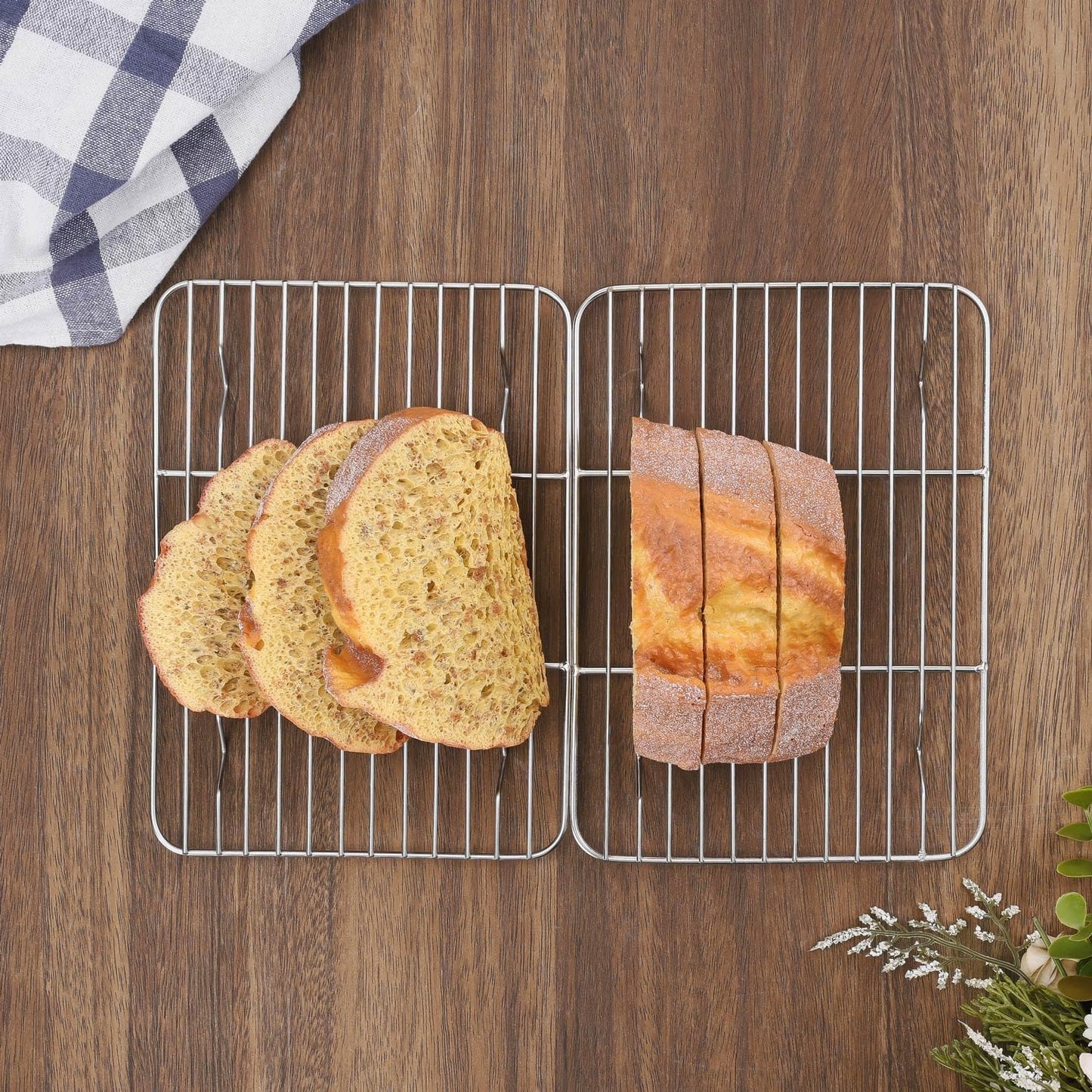 2 Pack Cooling Rack for Baking, Homikit 8.7 * 6.3 Inch Small Stainless Steel Metal Roasting Grilling Cooking Racks, Fits Small Toaster Oven, Dishwasher Safe, Heavy duty & Rust Resistant