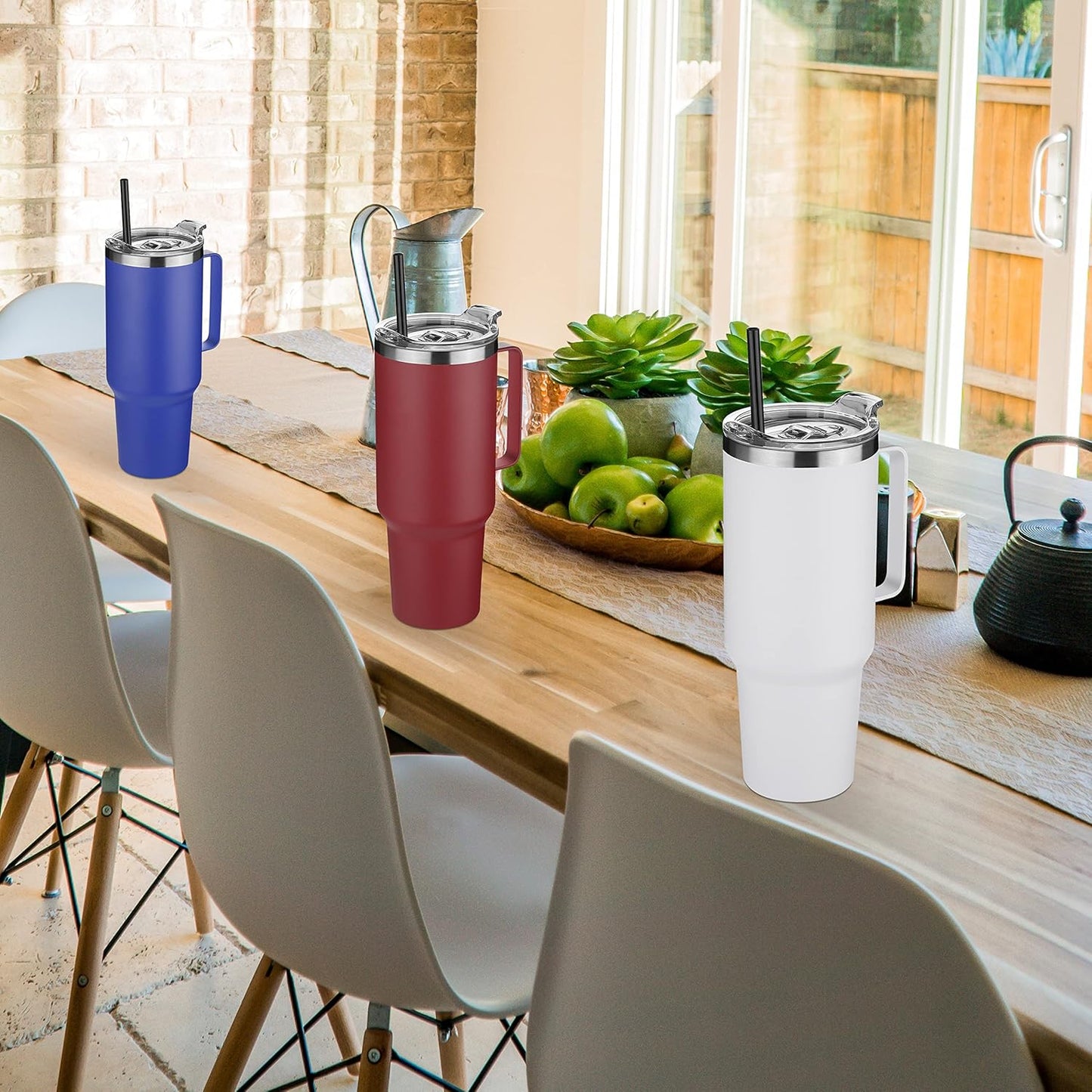 HASLE OUTFITTERS 40 oz Stainless Steel Tumbler with Handle, Vacuum Insulated Tumblers Bulk, Reusable Double Wall Travel Coffee Mug, Durable Powder Coated Water Bottle(Dark Blue, 1)